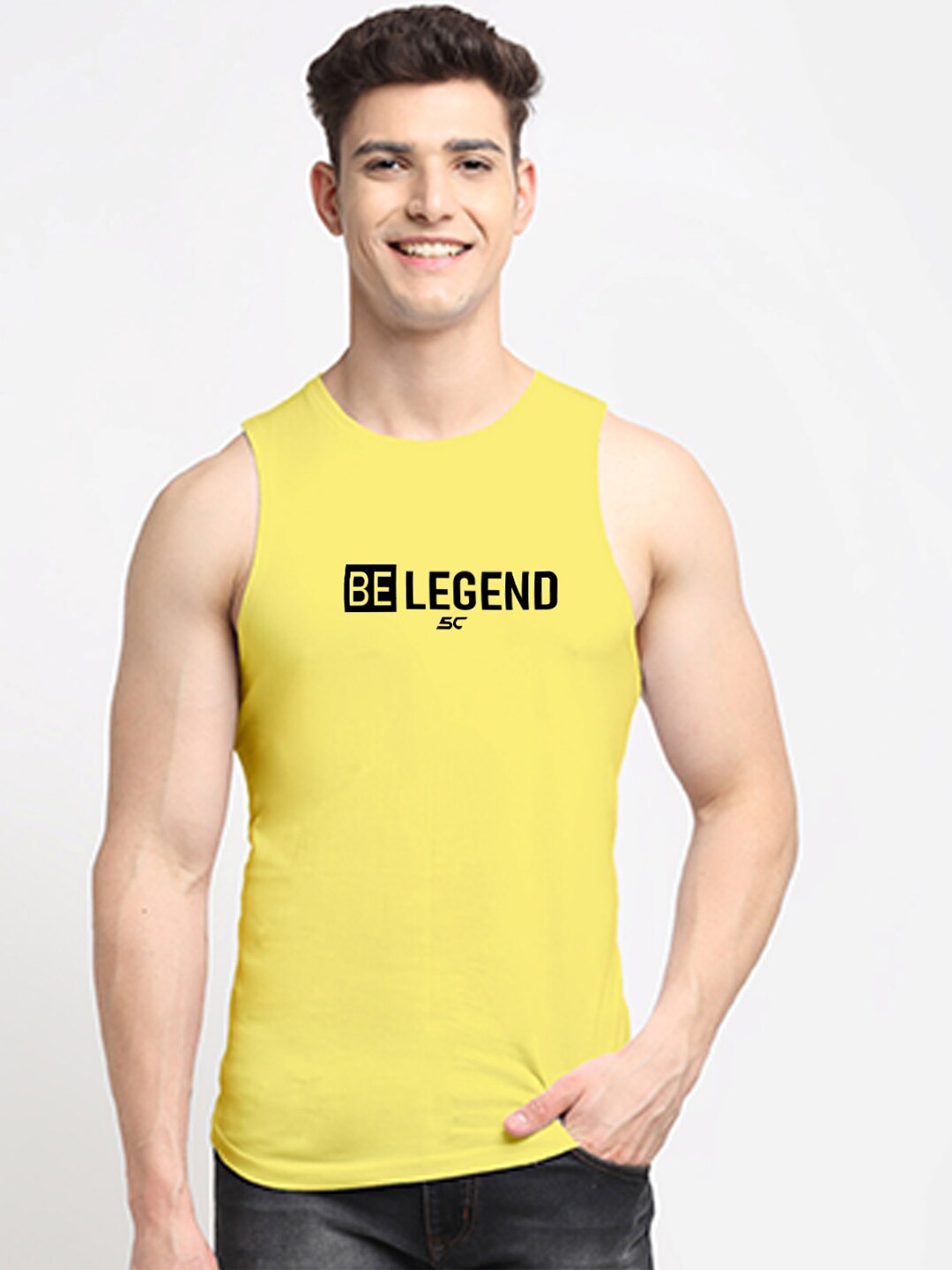 

Friskers Printed Cotton Innerwear Vests, Yellow