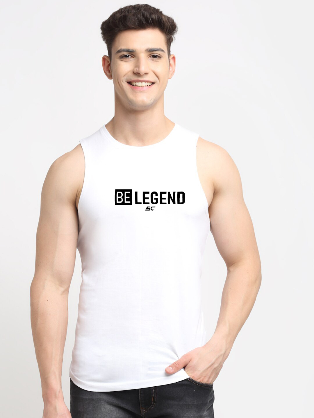 

Friskers Printed Cotton Innerwear Tank Vest, White