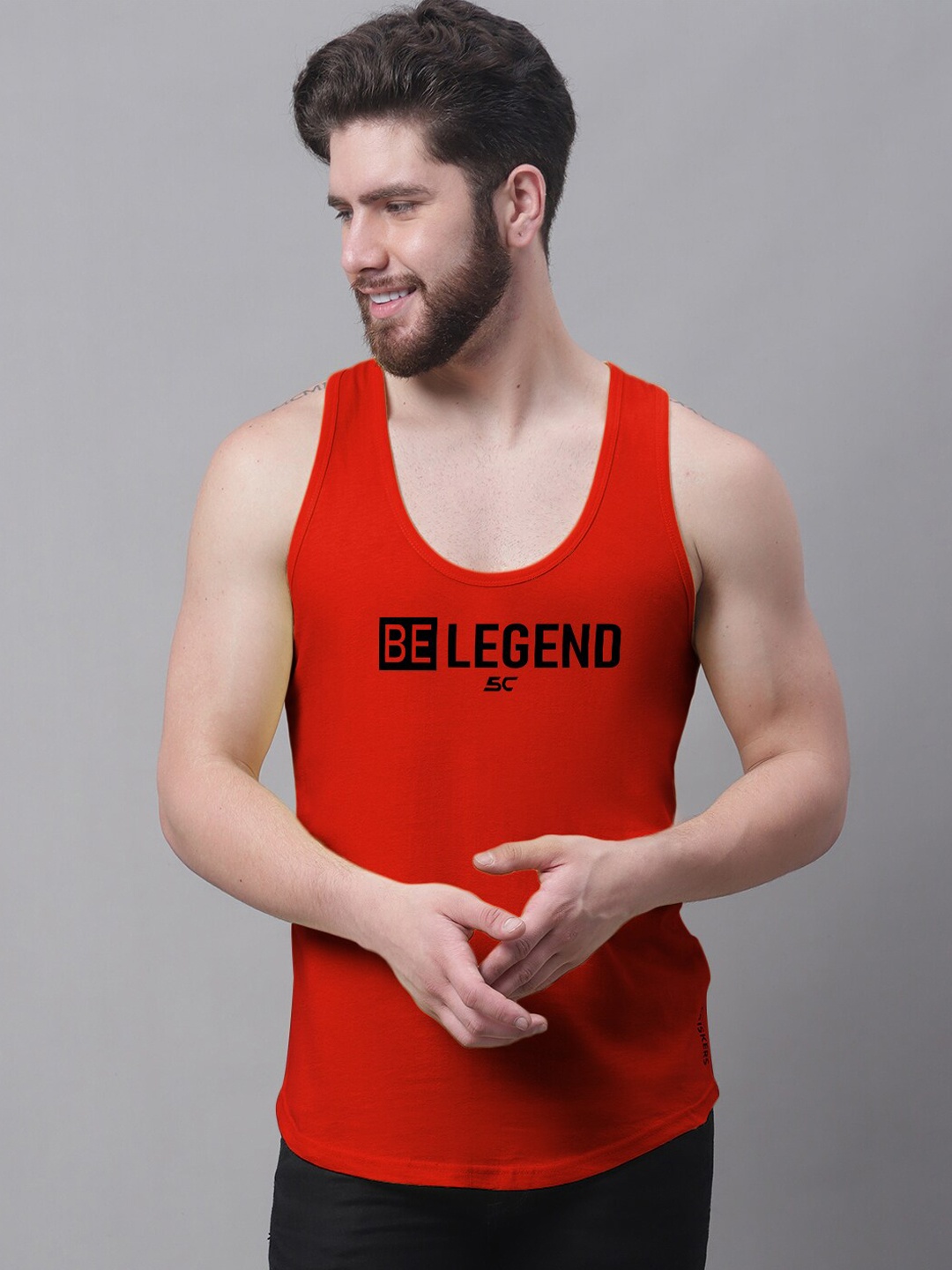 

Friskers Be Legend Printed Pure Cotton Gym Vest, Red