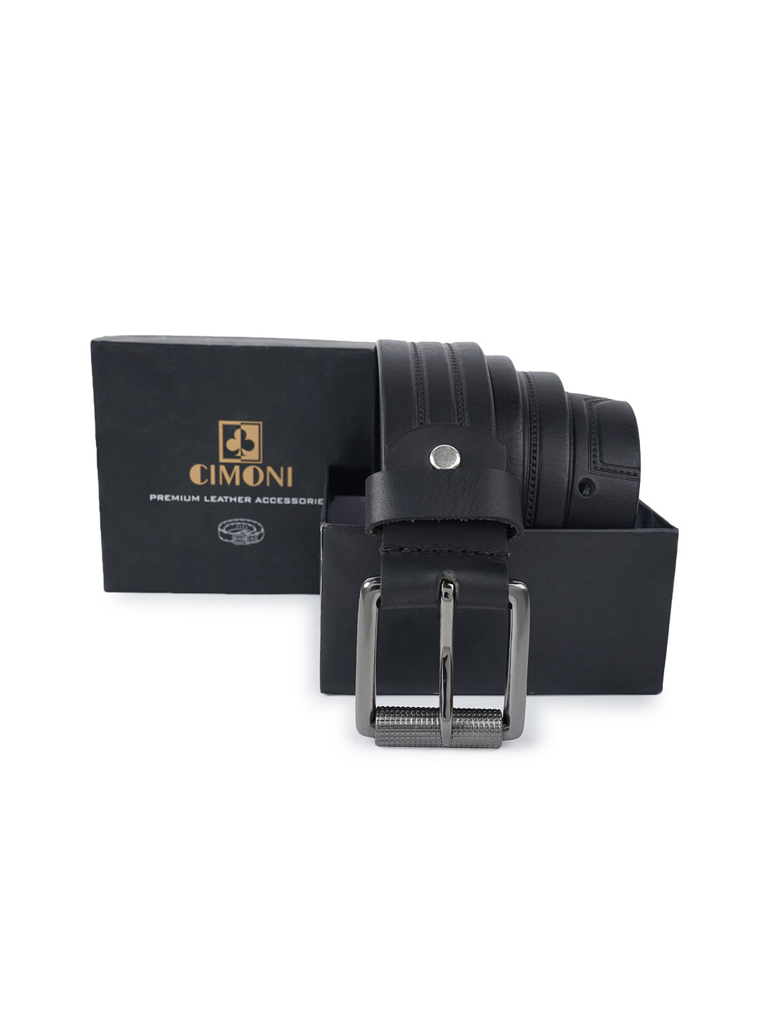 

CIMONI Men Textured Leather Belt, Black