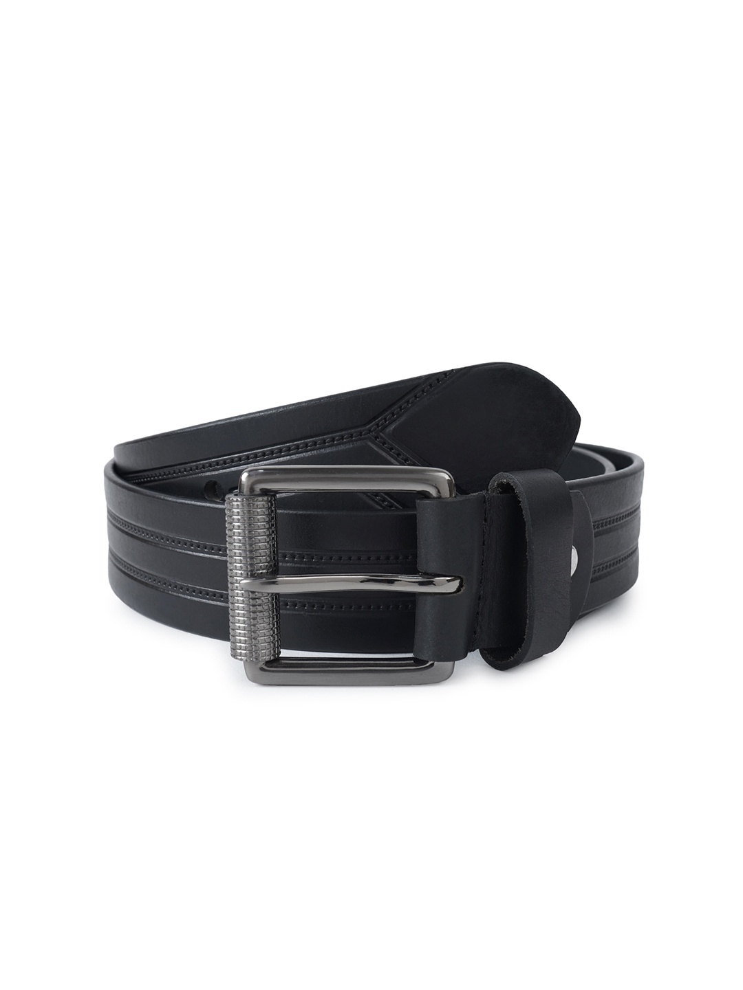 

CIMONI Men Black Textured Leather Belt