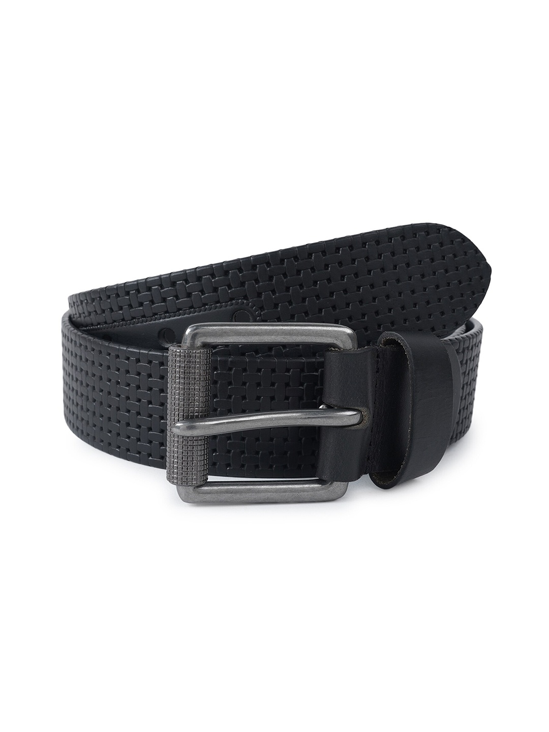 

CIMONI Men Black Textured Leather Belt