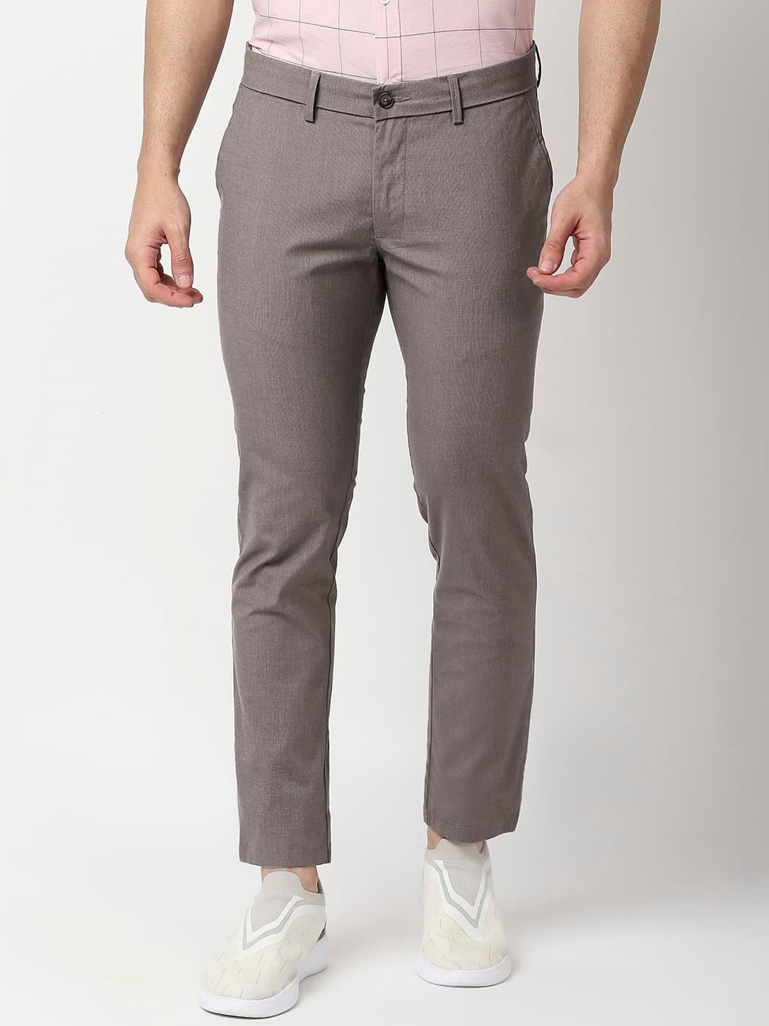

Basics Men Tapered Fit Mid-Rise Regular Trousers, Brown