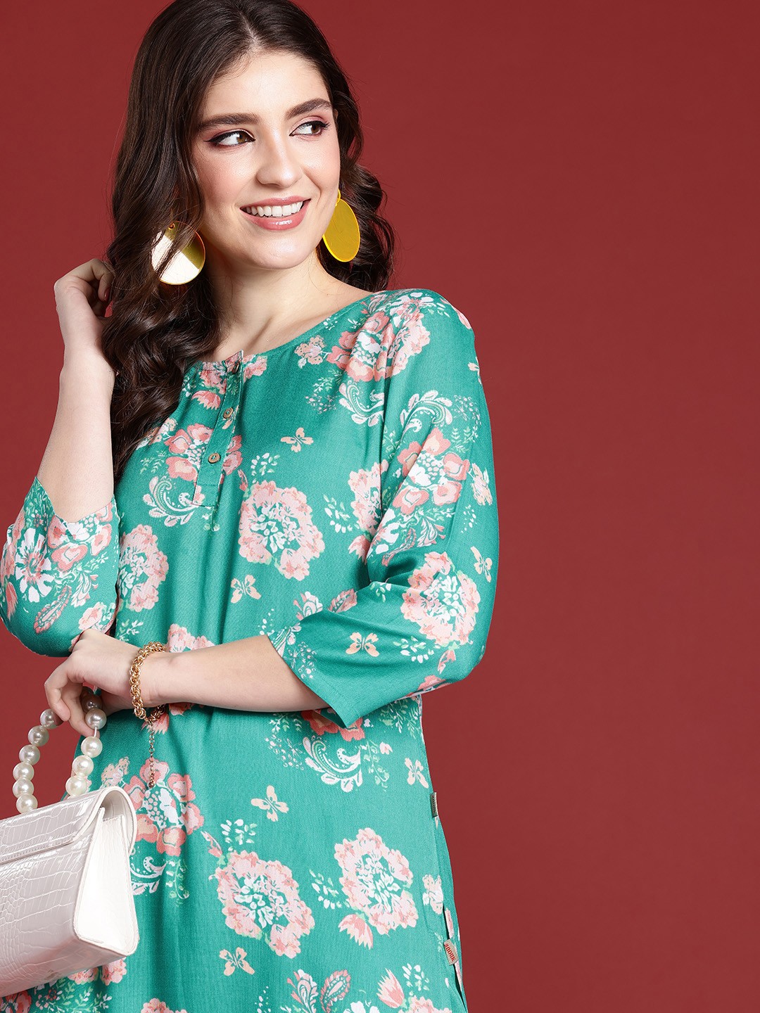 

Anouk Women Floral Printed Regular Kurta with Palazzos, Blue