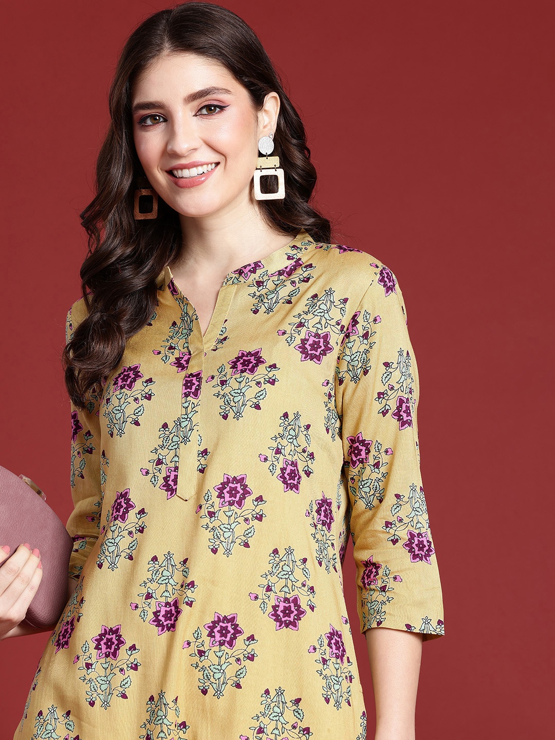 

Anouk Women Floral Printed Regular Kurta with Palazzos, Beige