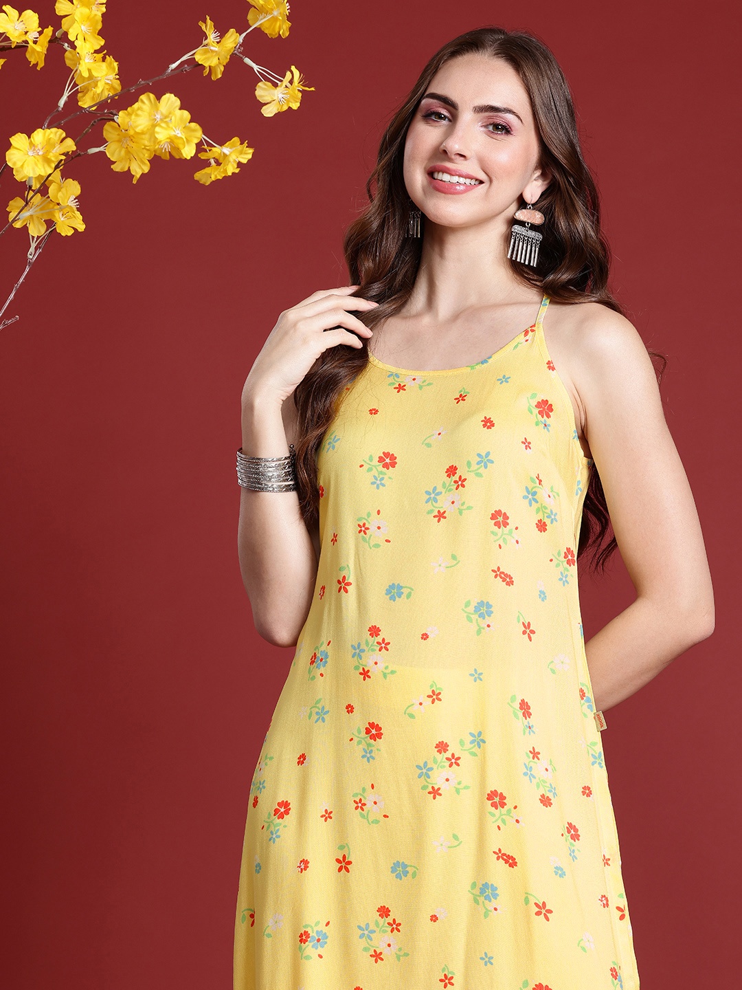 

Anouk Women Printed Regular Kurta with Palazzos, Yellow