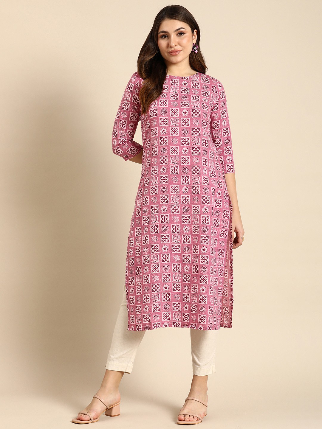 

Anouk Ethnic Motifs Printed Kurta, Pink
