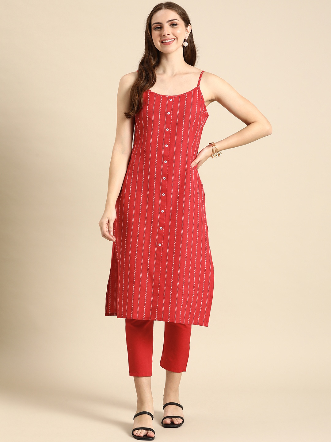 

Anouk Women Woven Design Regular Kurta With Trousers, Red