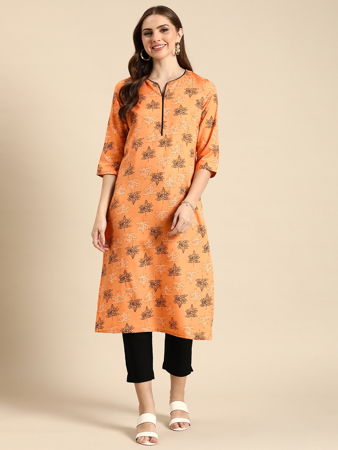 

Anouk Ethnic Motifs Printed Kurta, Orange