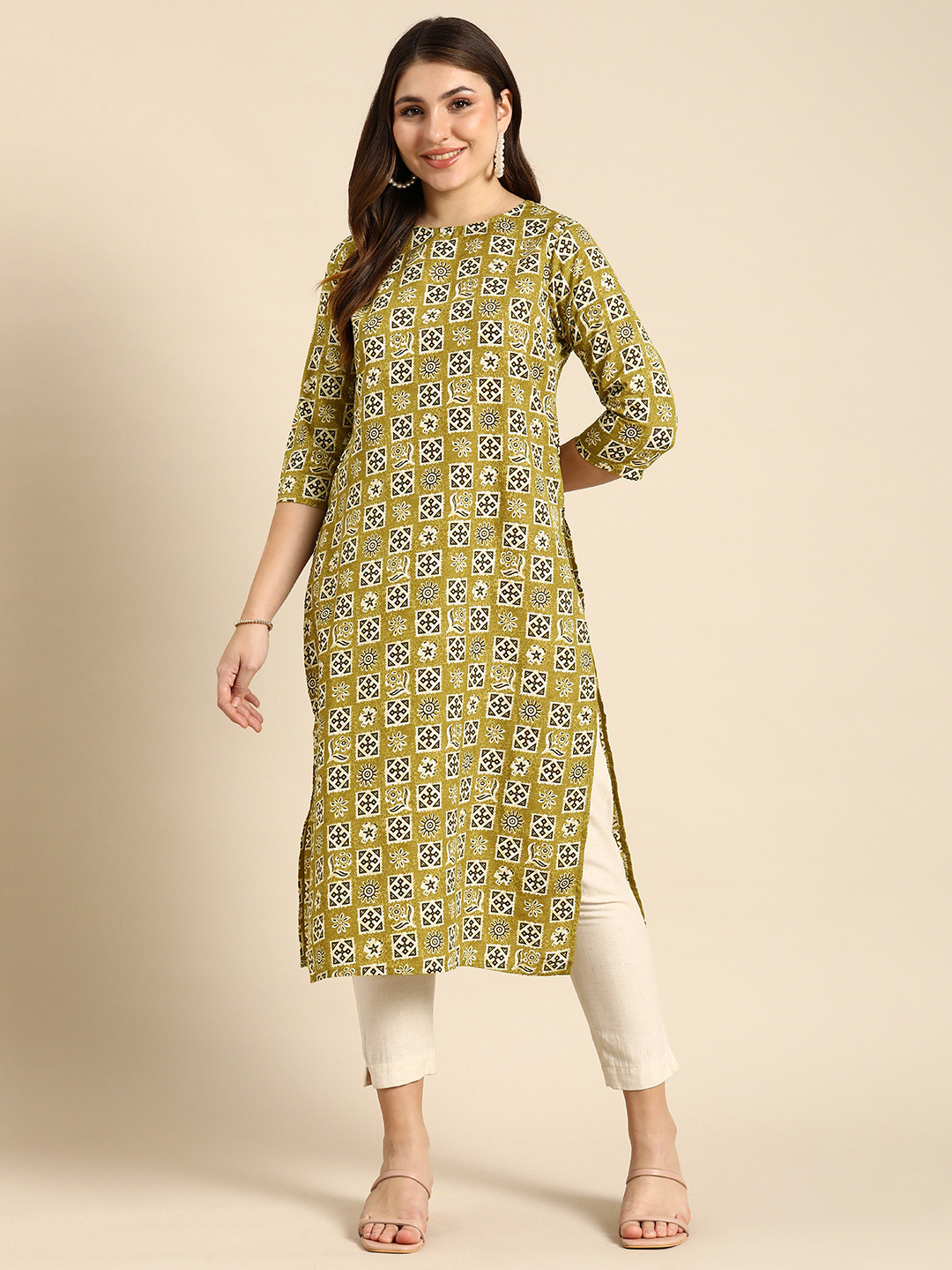 

Anouk Ethnic Motifs Printed Kurta, Green
