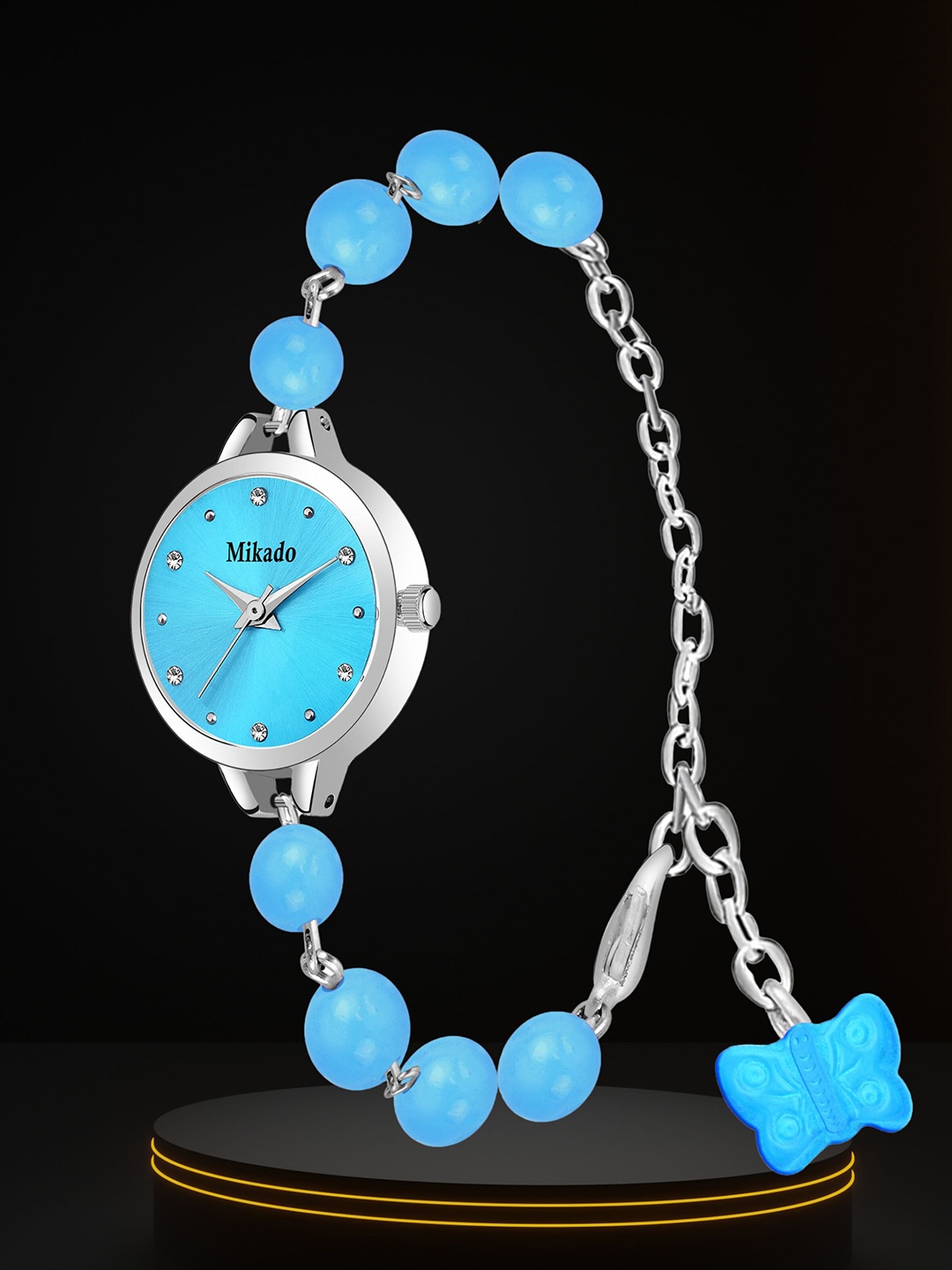 

Mikado Women Bracelet Style Straps Analogue Watch Lil Bead Watch, Blue