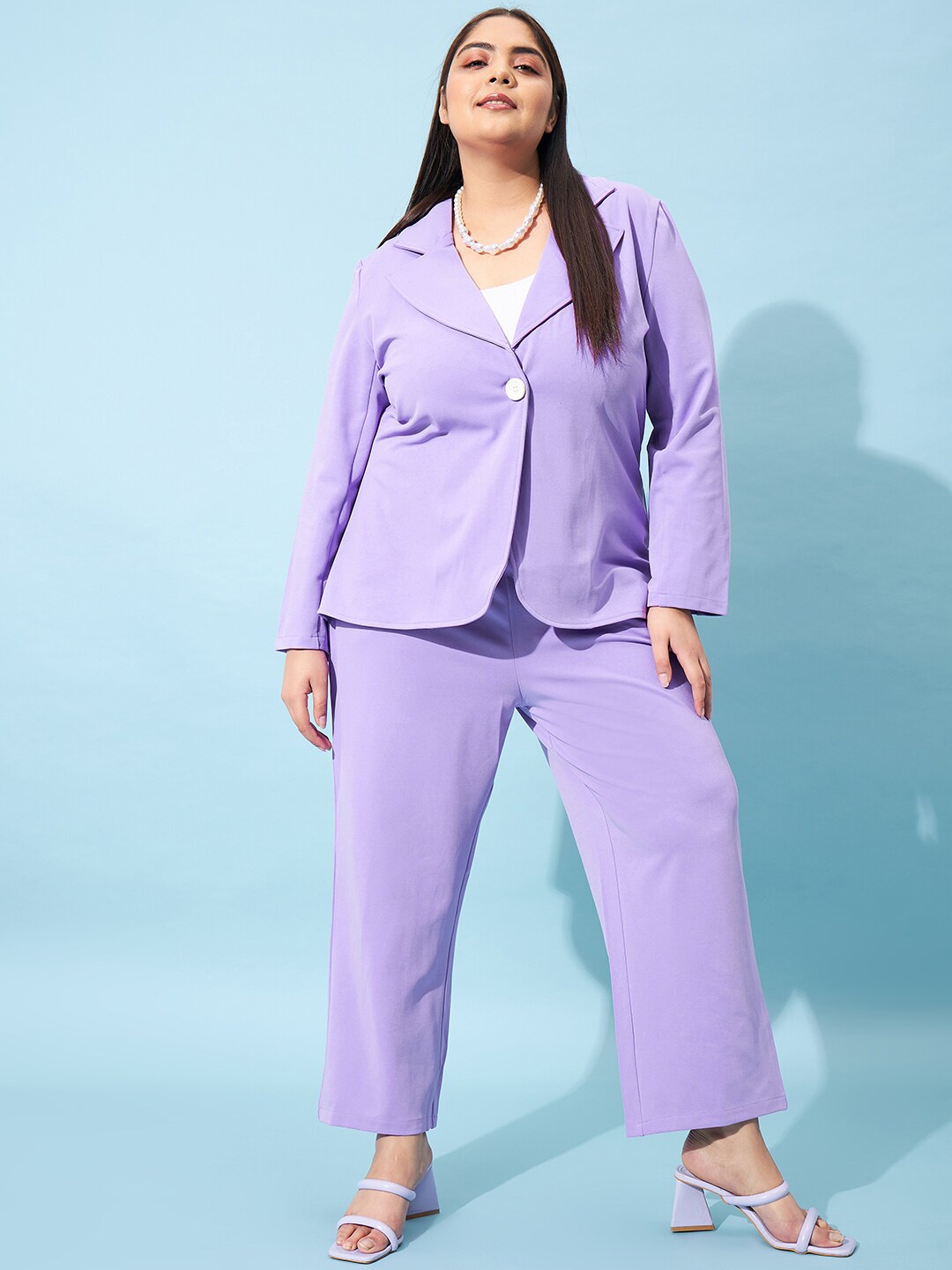 

Athena Ample Blazer With Pants Co-Ords, Lavender