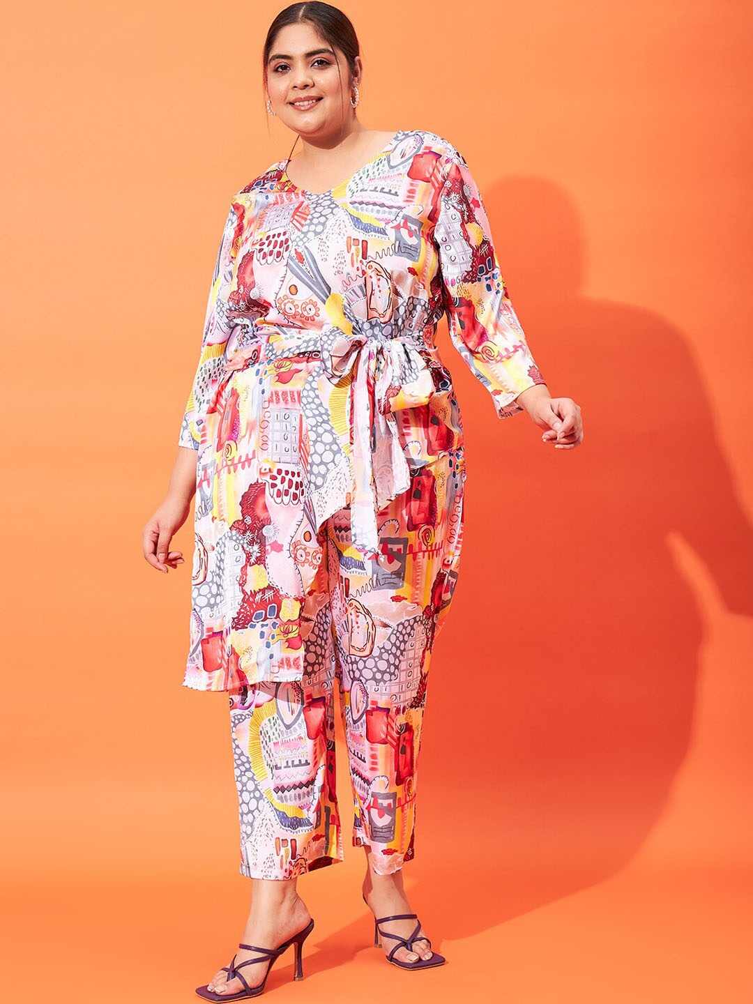 

Athena Ample NEOFAA Printed Top With Trousers Co-Ords, Pink