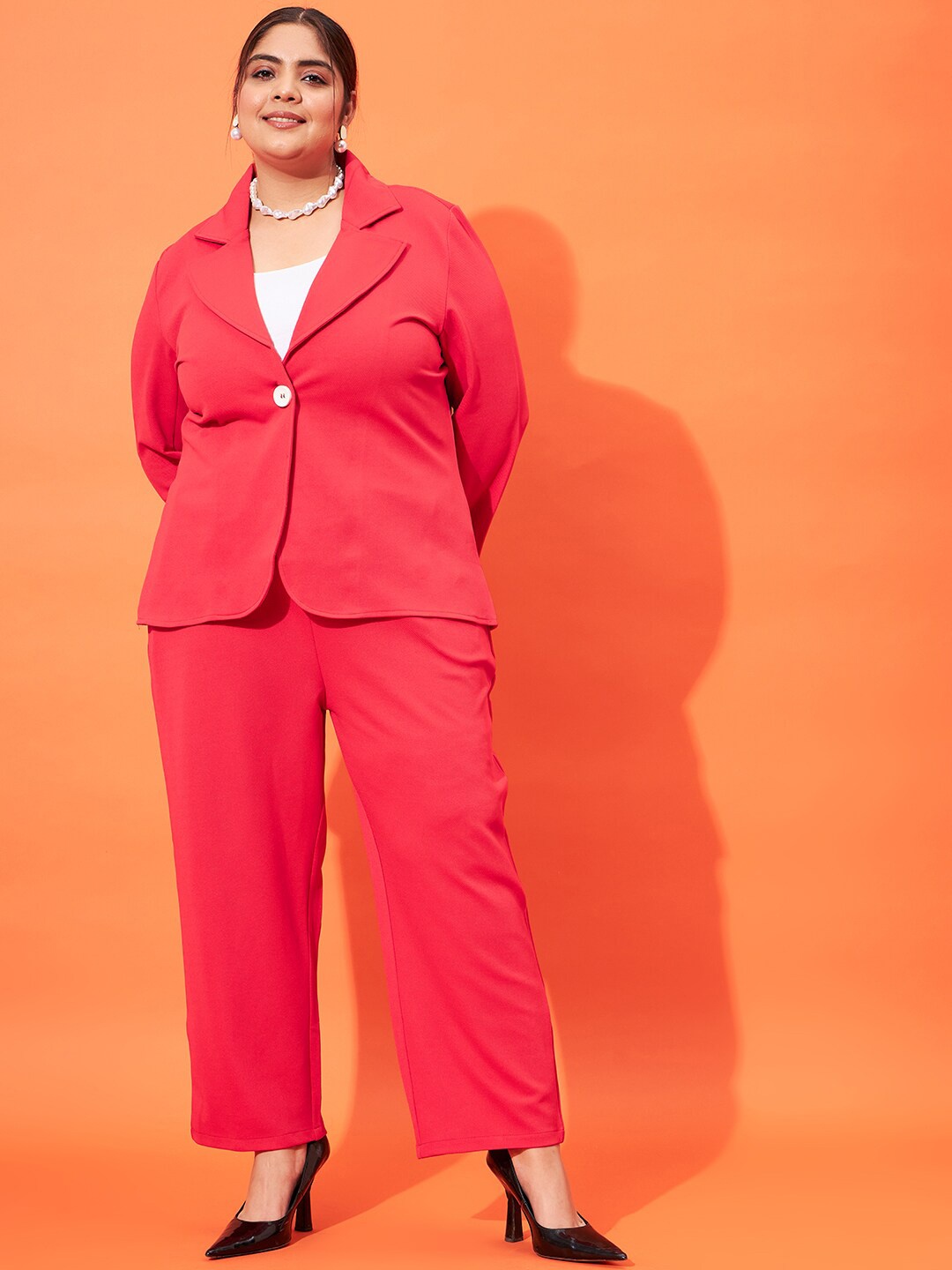 

Athena Ample Blazer with Pants Co-Ords, Red