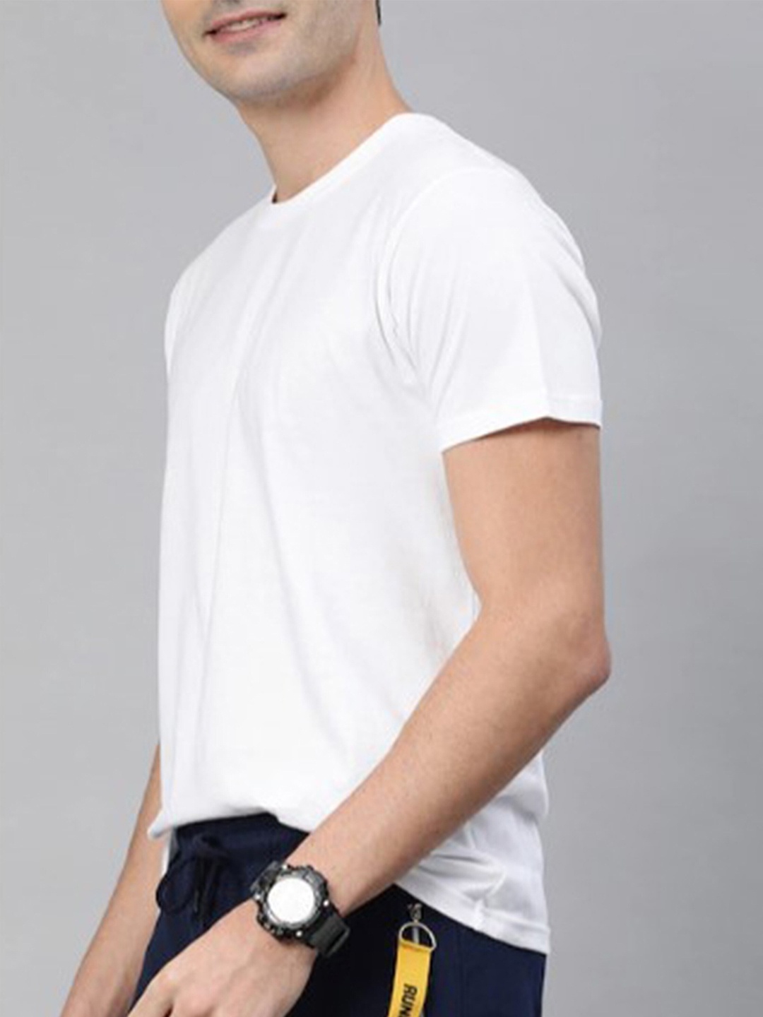 

KAEZRI Round Neck Regular Fit Cotton T-shirt, White