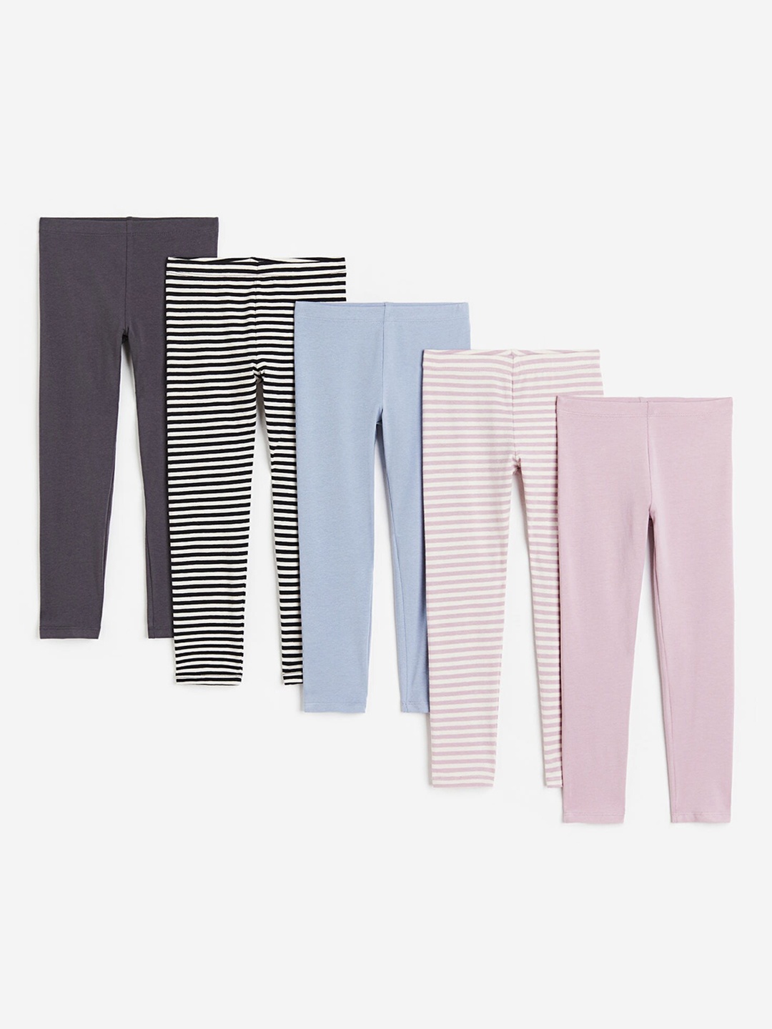 

H&M Infant Girls 5-Pack Jersey Leggings, Blue
