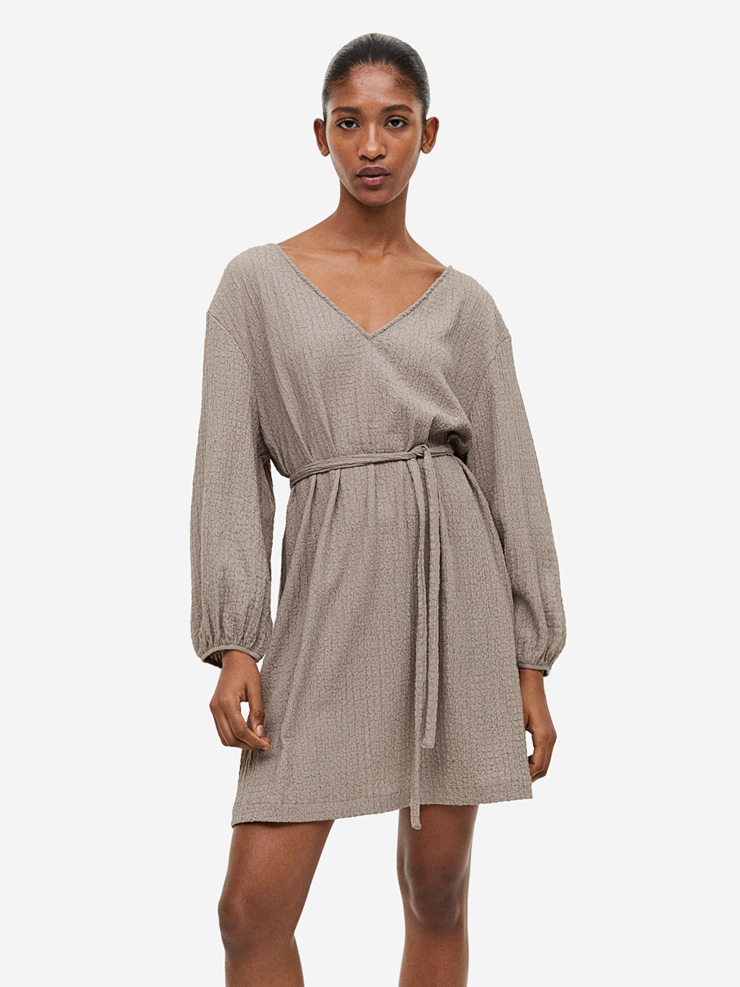 

H&M Textured Jersey Dress, Beige