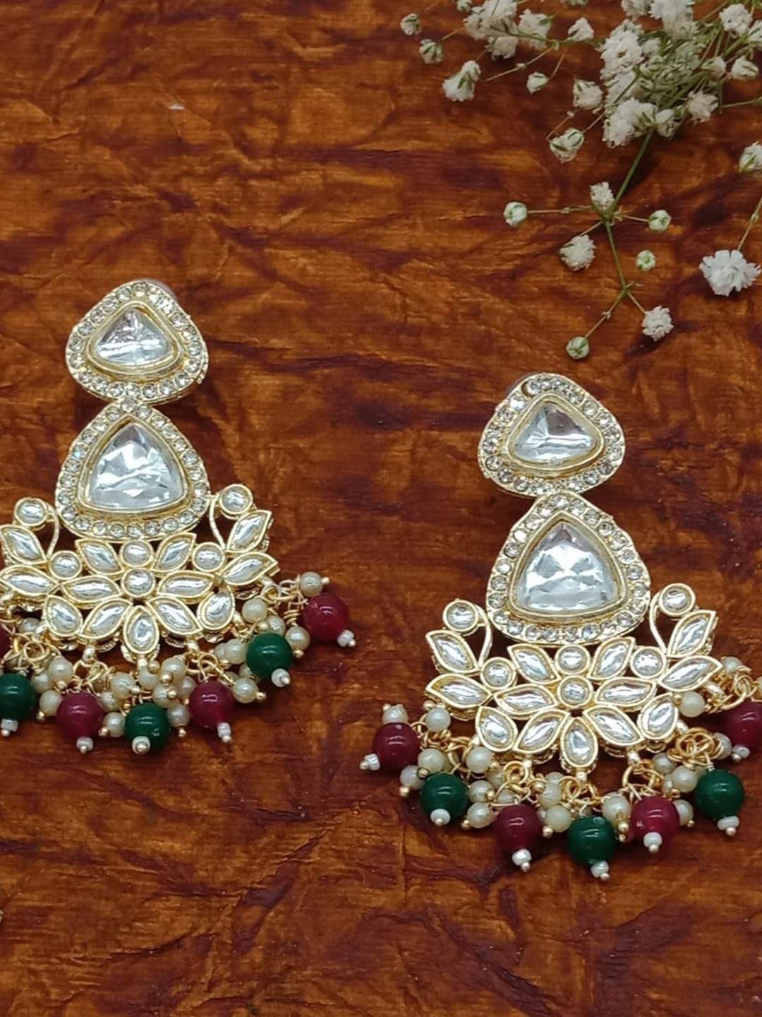 

AASHISH IMITATION Gold-Plated Floral Drop Earrings