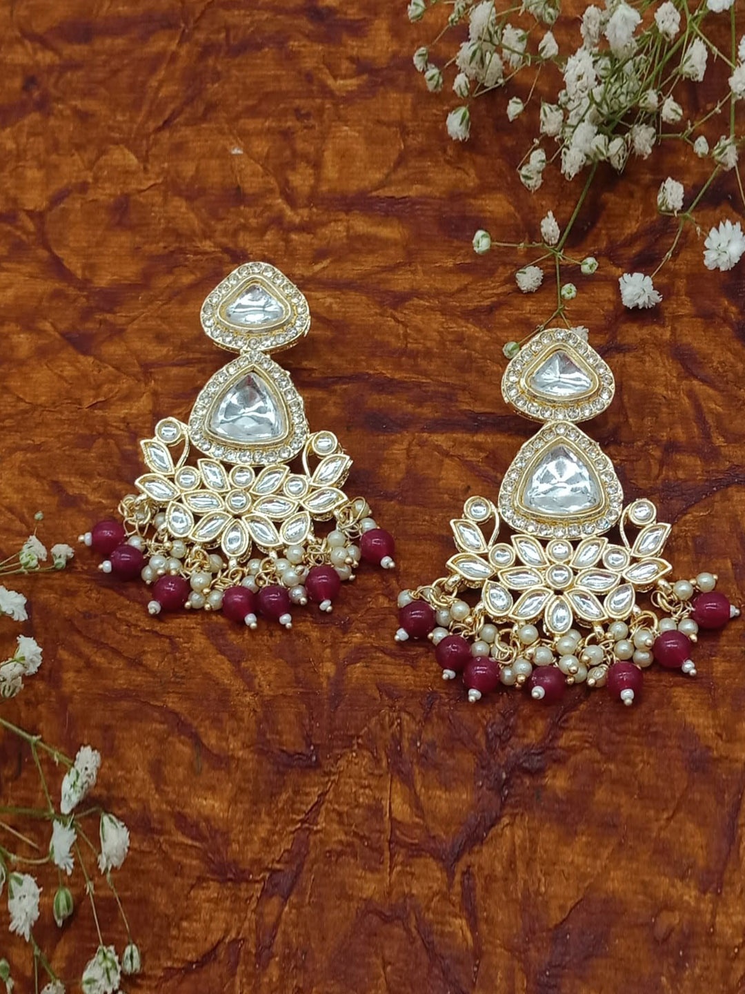 

AASHISH IMITATION Gold-Plated Kundan Studded Contemporary Drop Earrings