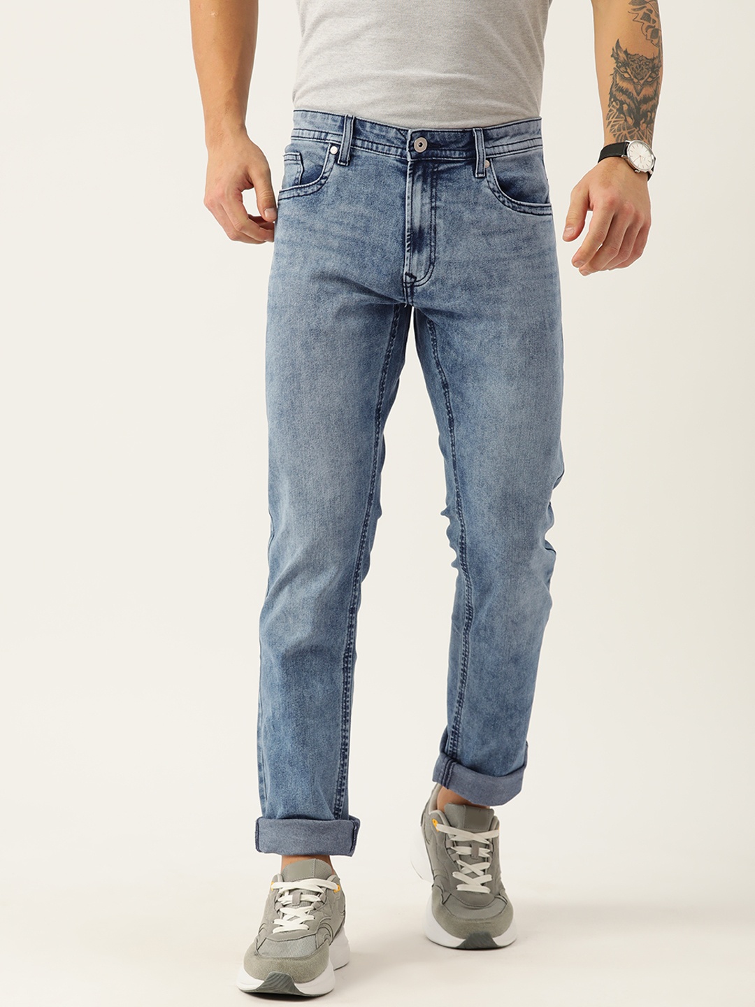 

Peter England Casuals Men Slim Fit Stretchable Jeans, Blue