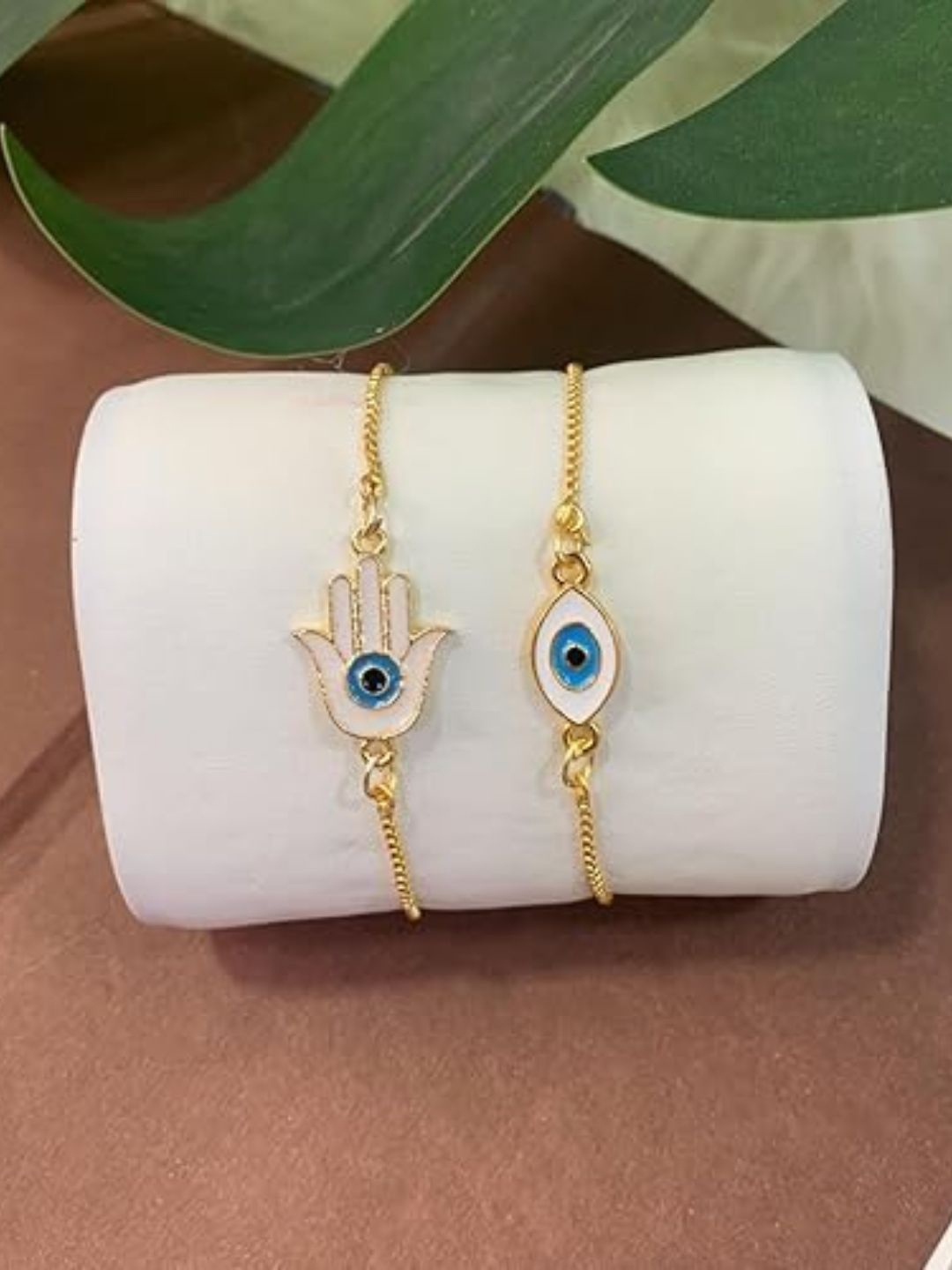 

I Jewels Women Set Of 2 Gold-Plated Evil Eye Charm Bracelets