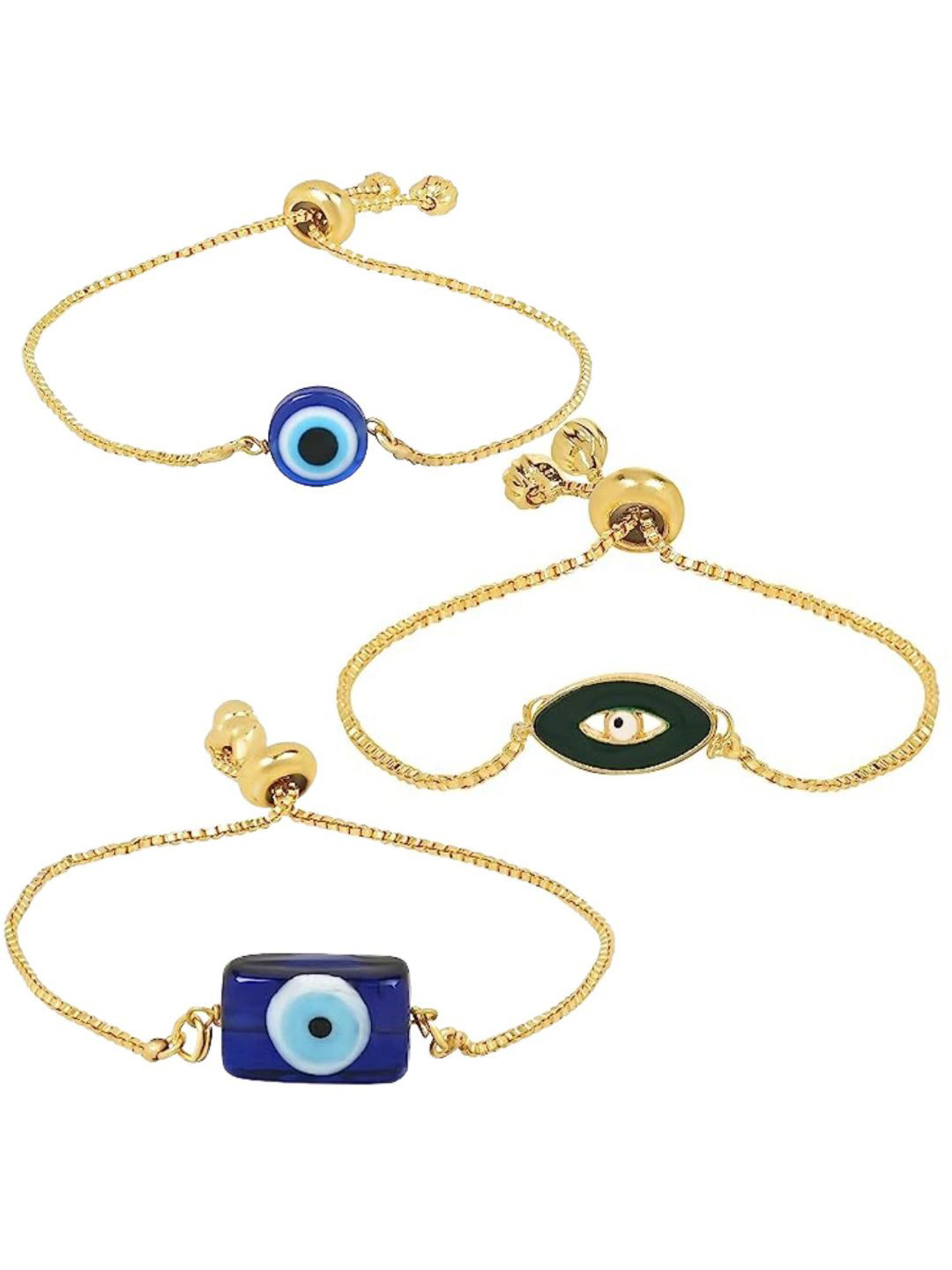

I Jewels Set Of 3 Gold-Plated Charm Bracelet