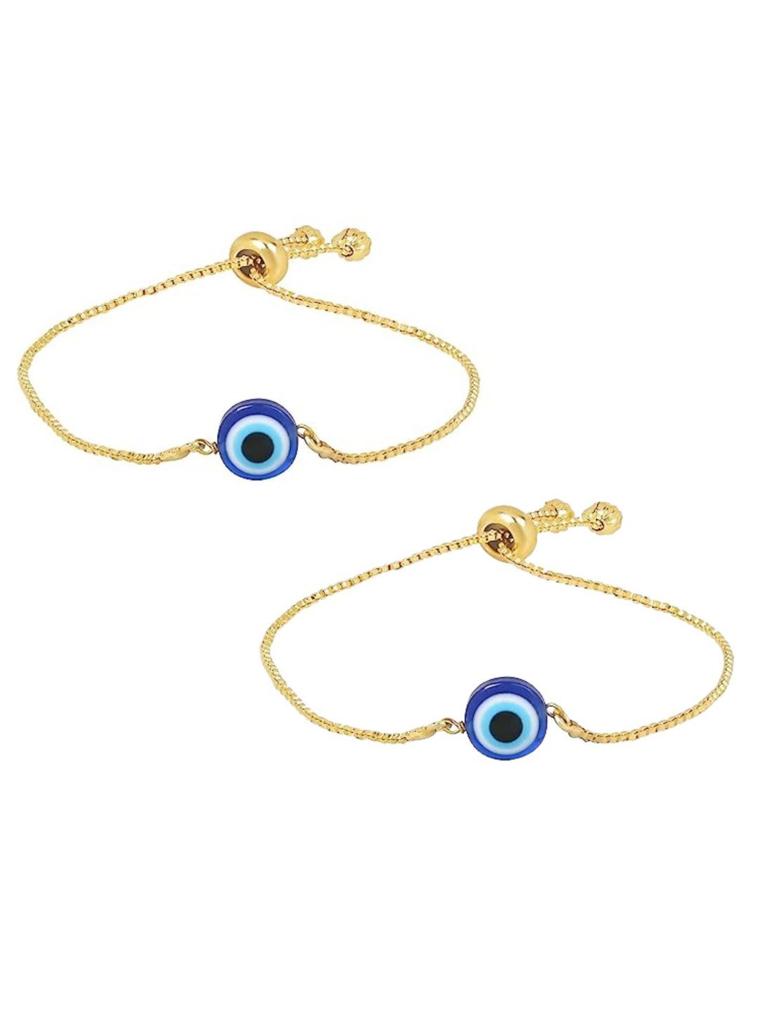 

I Jewels Women 2 Gold-Toned & Blue Gold-Plated Charm Bracelet