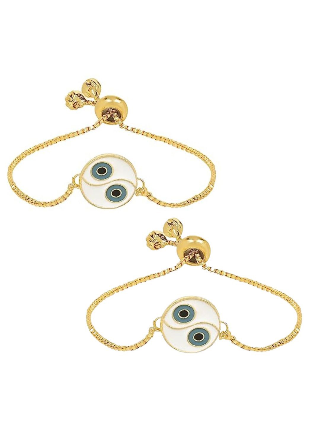

I Jewels Women 2 Gold-Toned & Green Gold-Plated Charm Bracelet