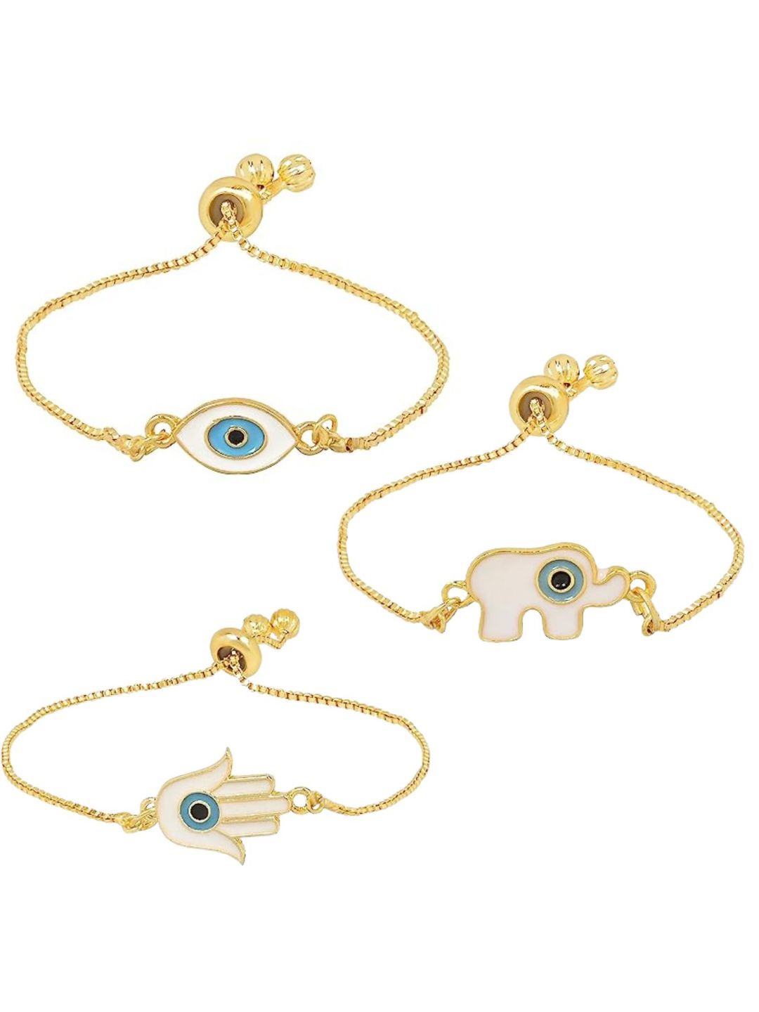 

I Jewels Women 3 Gold-Toned & White Gold-Plated Charm Bracelet