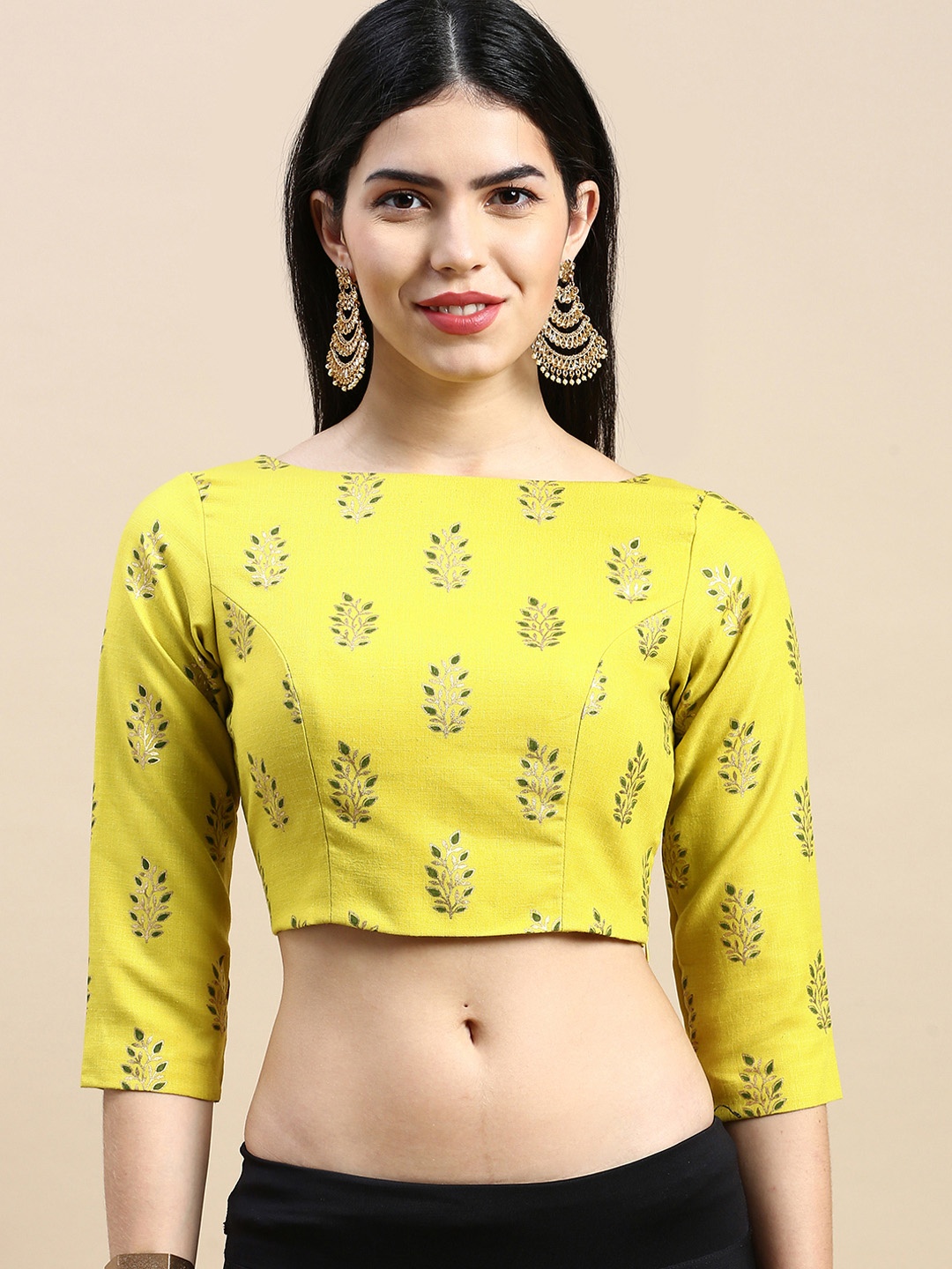 

Ethnovog Ready To Wear Woven Design Zari Saree Blouse, Green