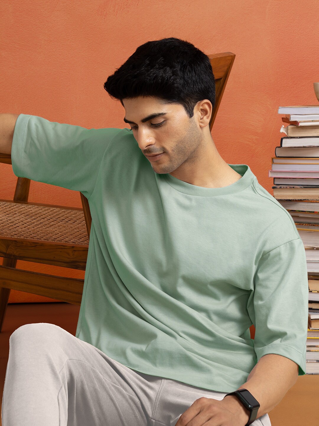

DAMENSCH Drop-Shoulder Sleeves High IQ Dyes Cotton Oversized T-Shirt, Green