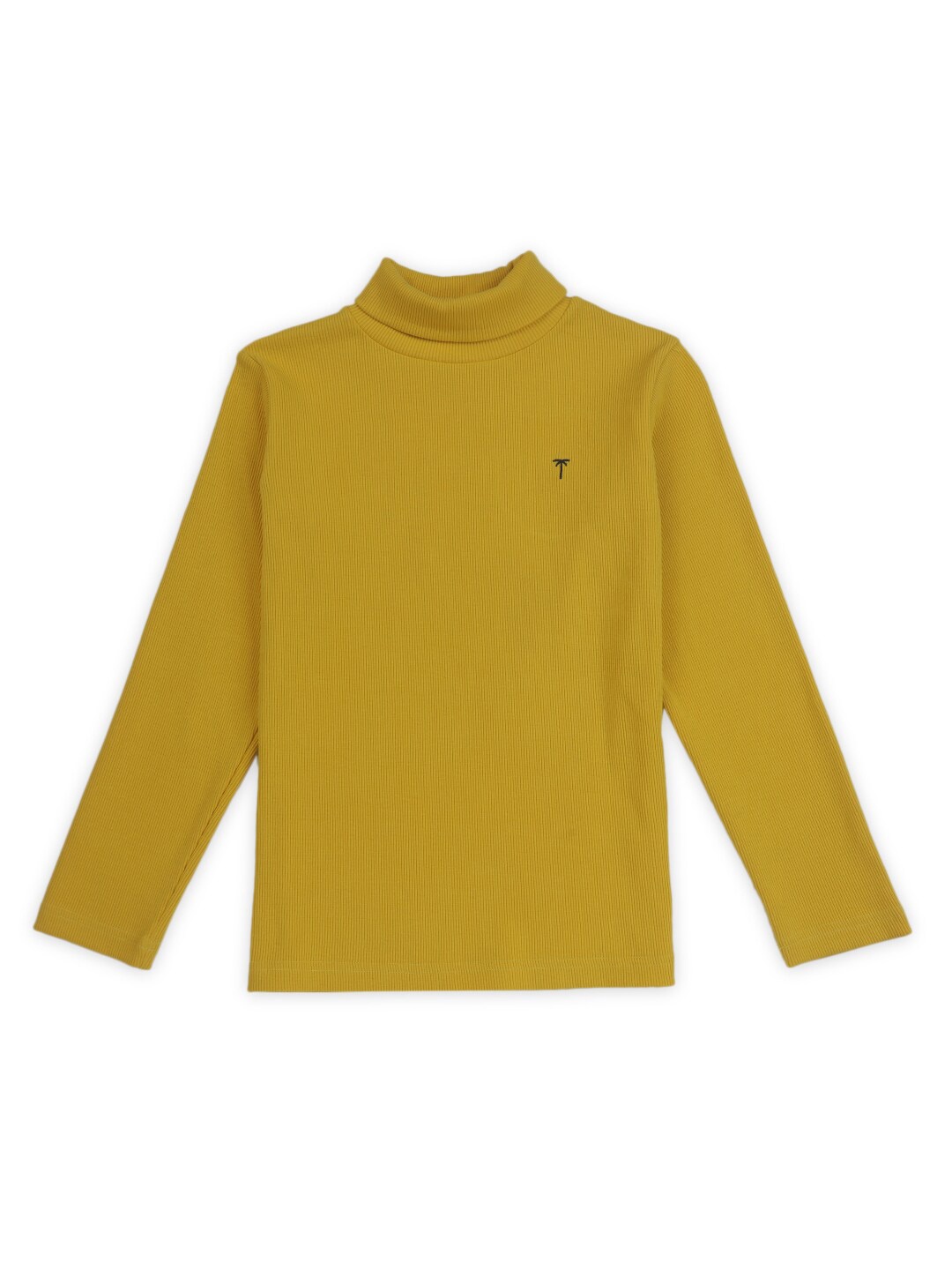 

Palm Tree Boys High Neck Cotton T-shirt, Mustard