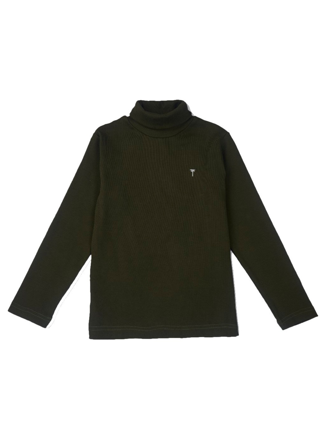 

Palm Tree Boys High Neck Cotton T-shirt, Olive