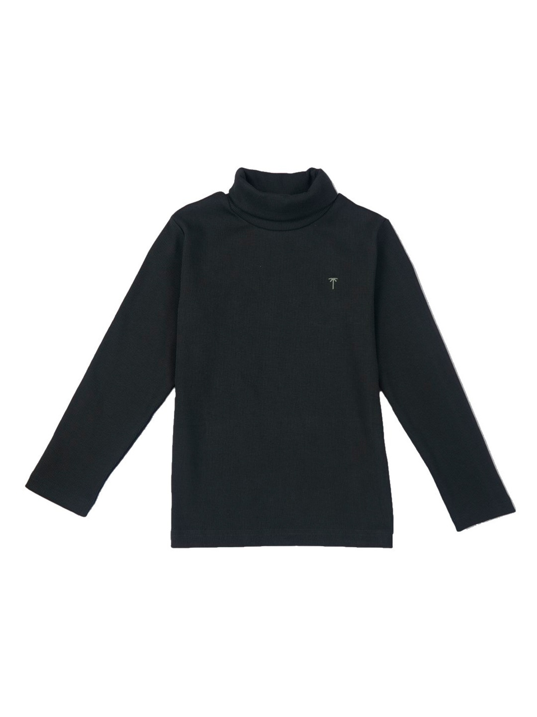 

Palm Tree Boys High Neck Cotton T-shirt, Black
