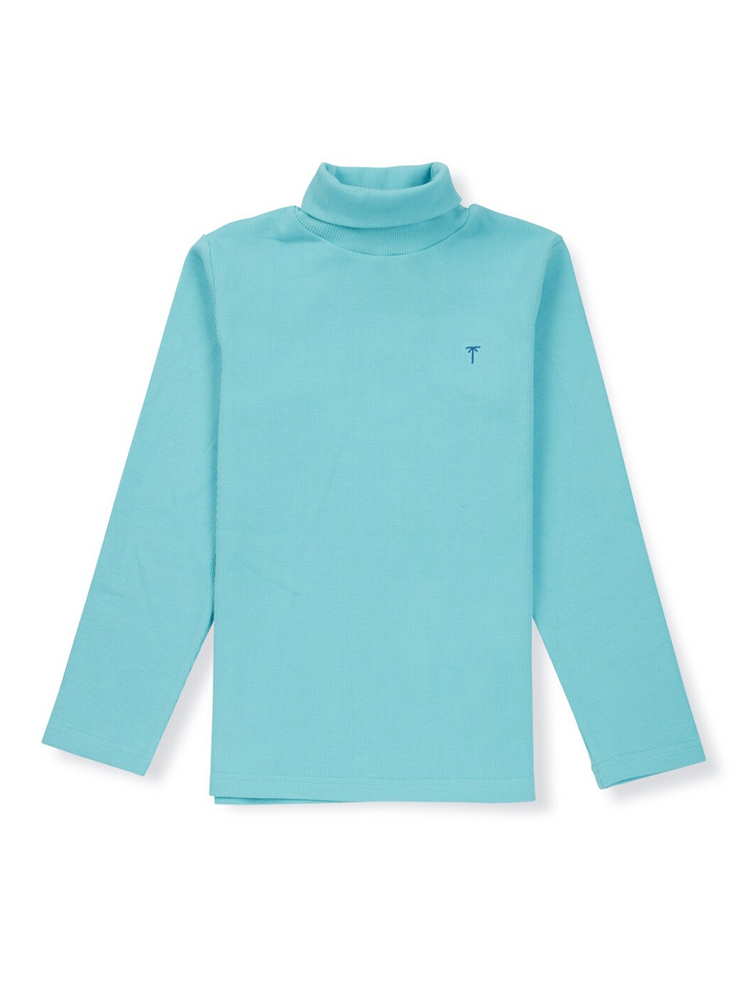 

Palm Tree Boys High Neck Long Sleeves Cotton T-shirt, Blue
