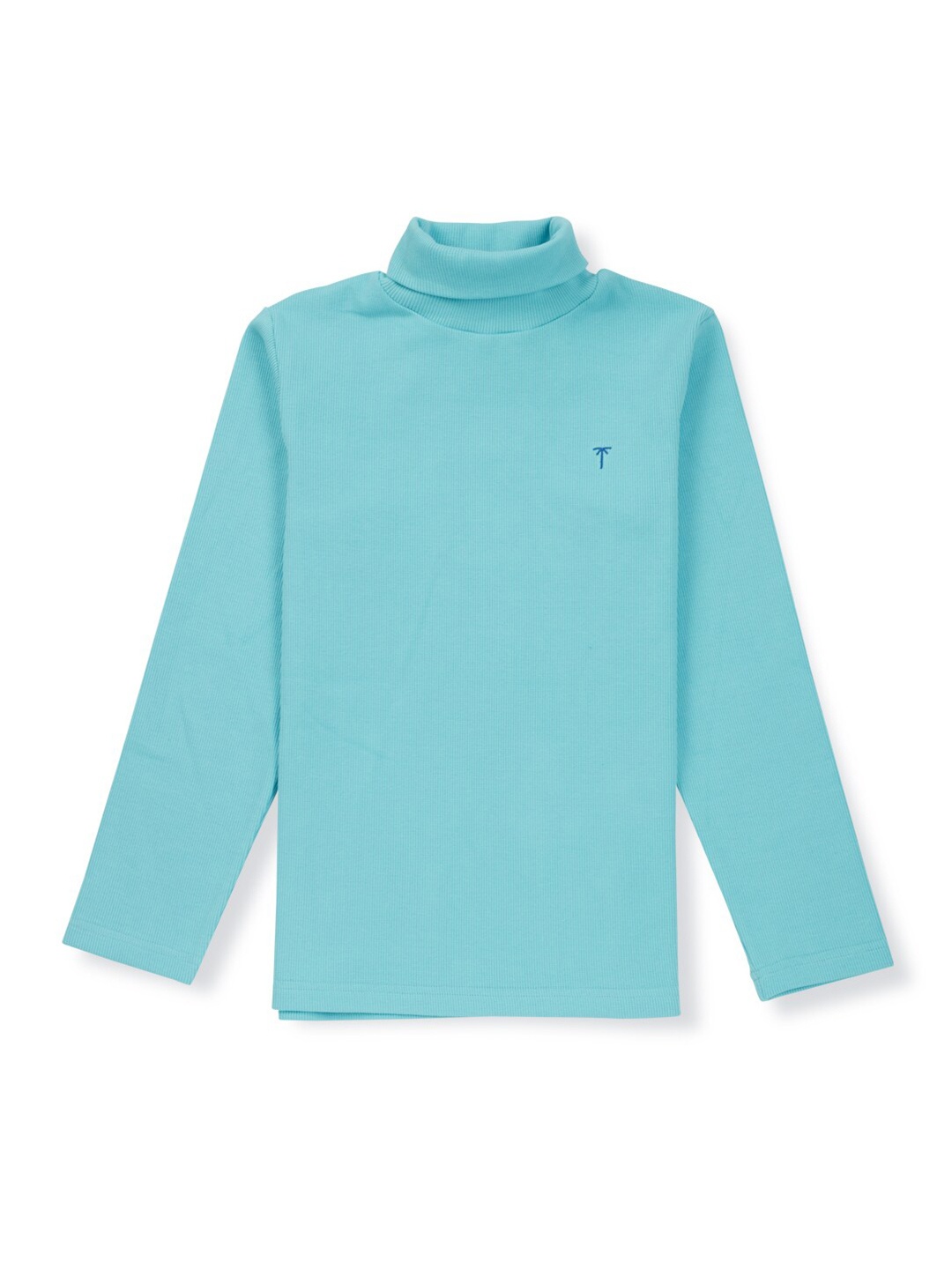 

Palm Tree Boys High Neck Long Sleeves Cotton T-shirt, Blue