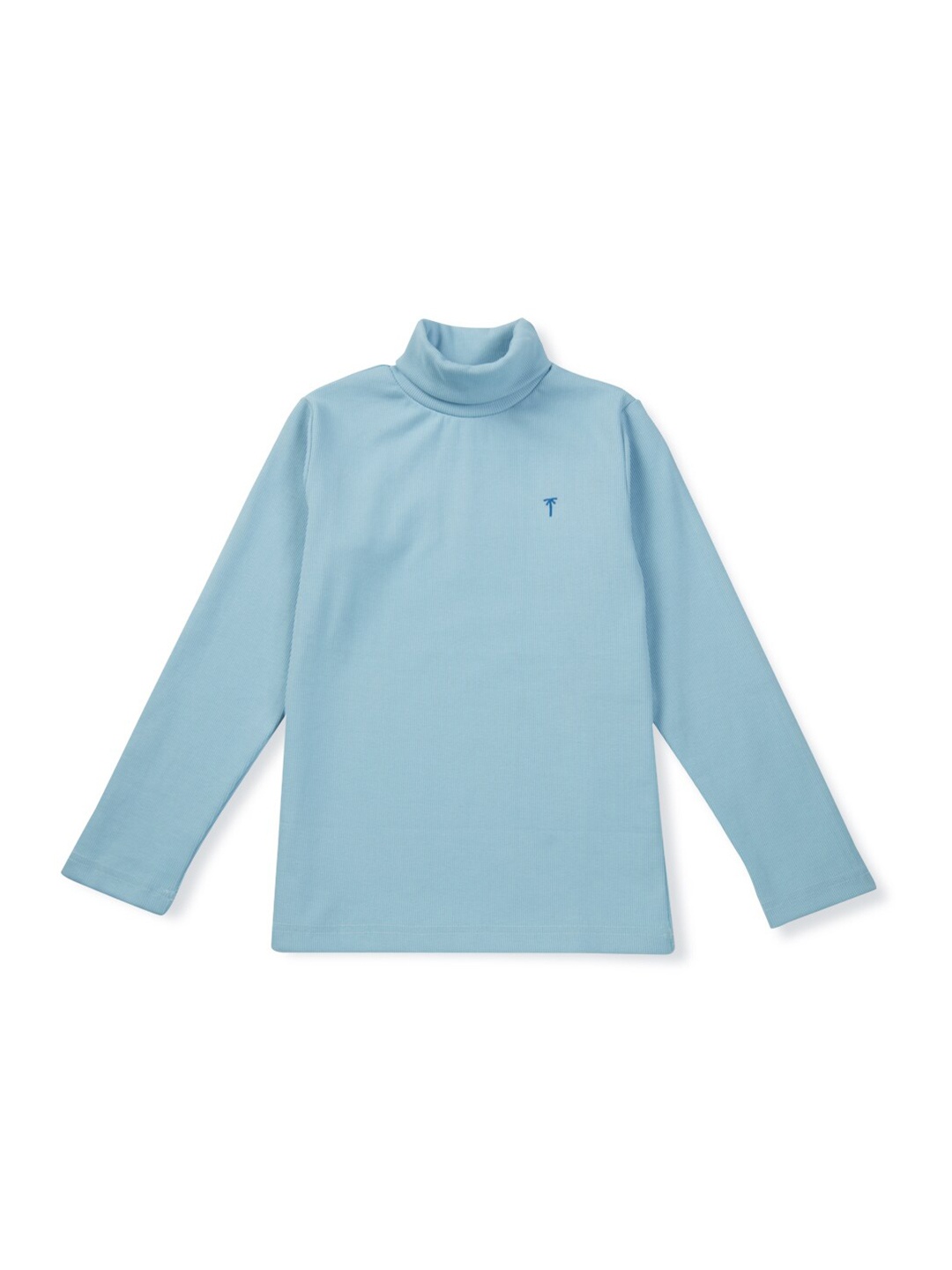 

Palm Tree Boys High Neck Long Sleeves Cotton T-shirt, Blue