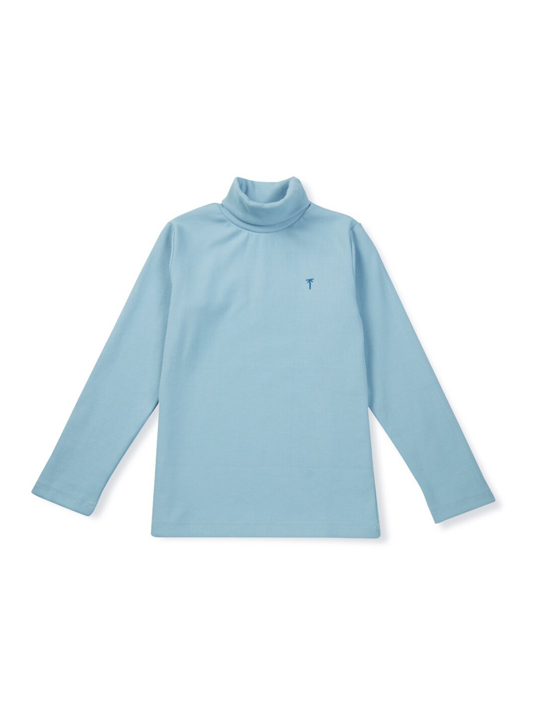 

Palm Tree Boys High Neck Long Sleeves Cotton T-shirt, Blue