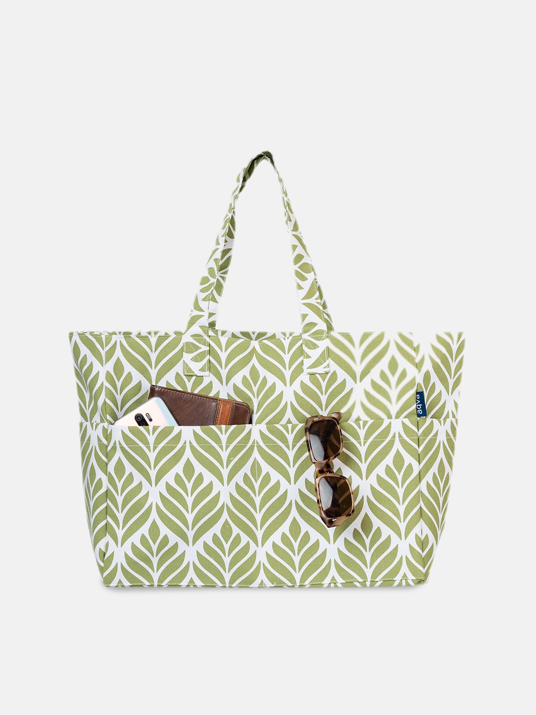 

AQVA Floral Printed Structured Handheld Bag, Olive
