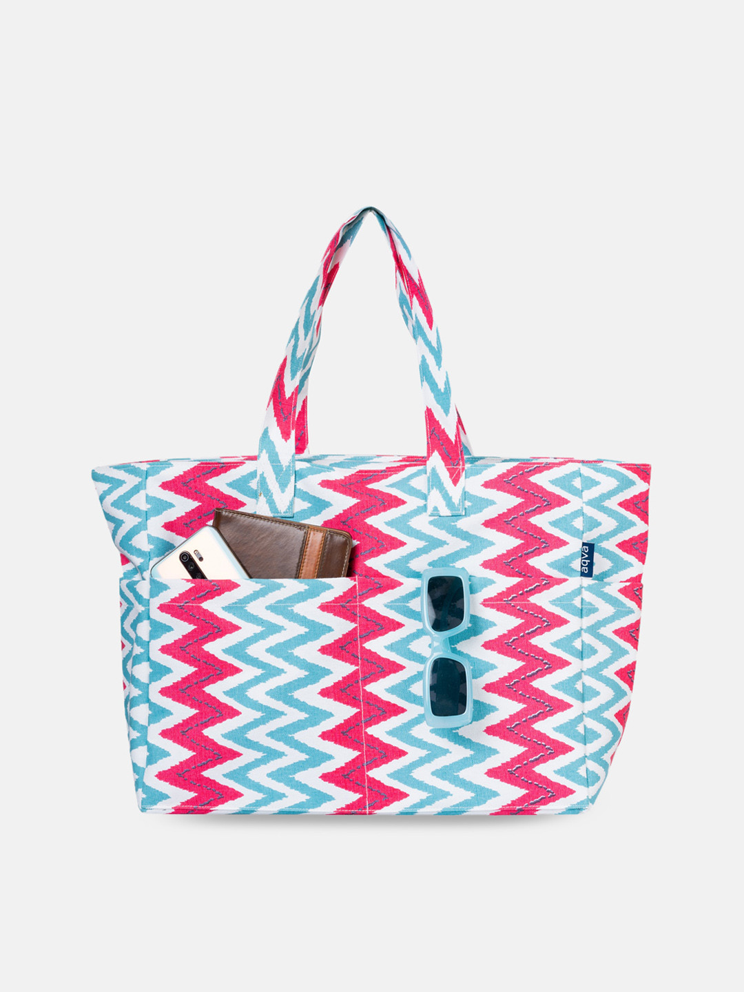 

AQVA Chevron Printed Oversized Shopper Tote Bag, Fuchsia