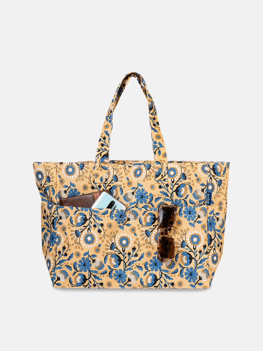 

AQVA Abstract Printed Shopper Tote Bag, Yellow