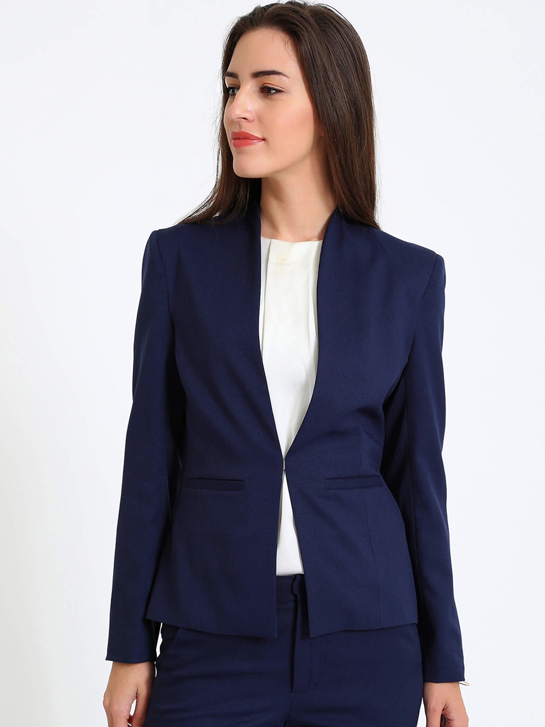 

SALT ATTIRE Straight Front Comfort-Fit Casual Blazer, Navy blue