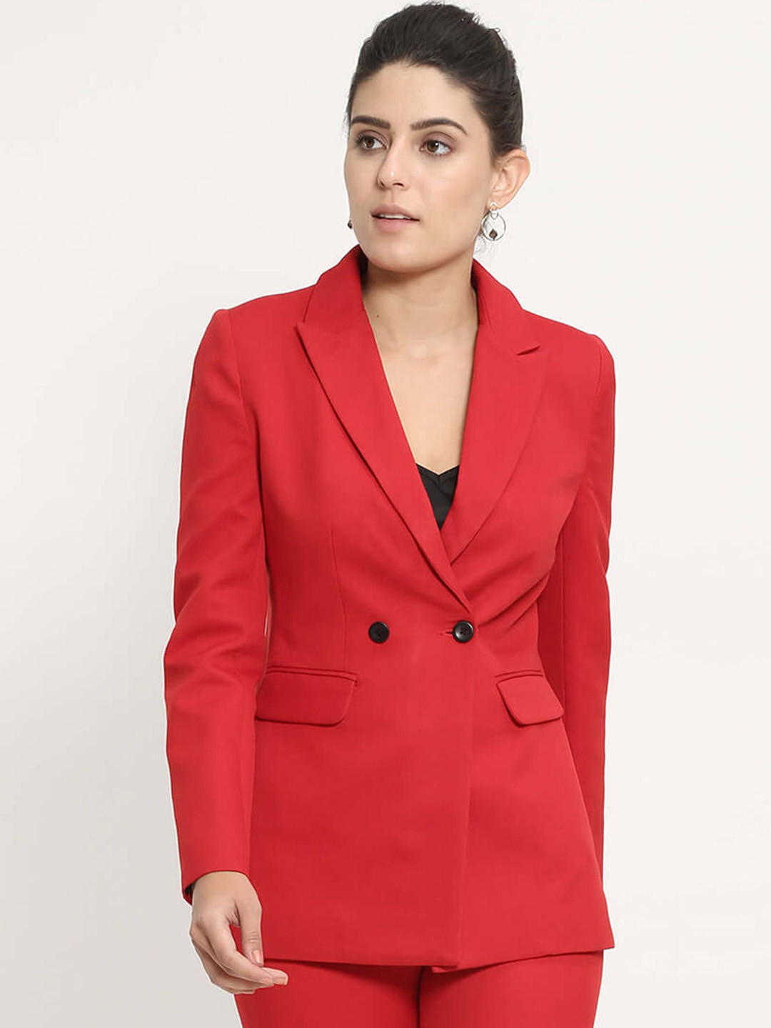 

SALT ATTIRE Double-Breasted Comfort-Fit Casual Blazer, Red