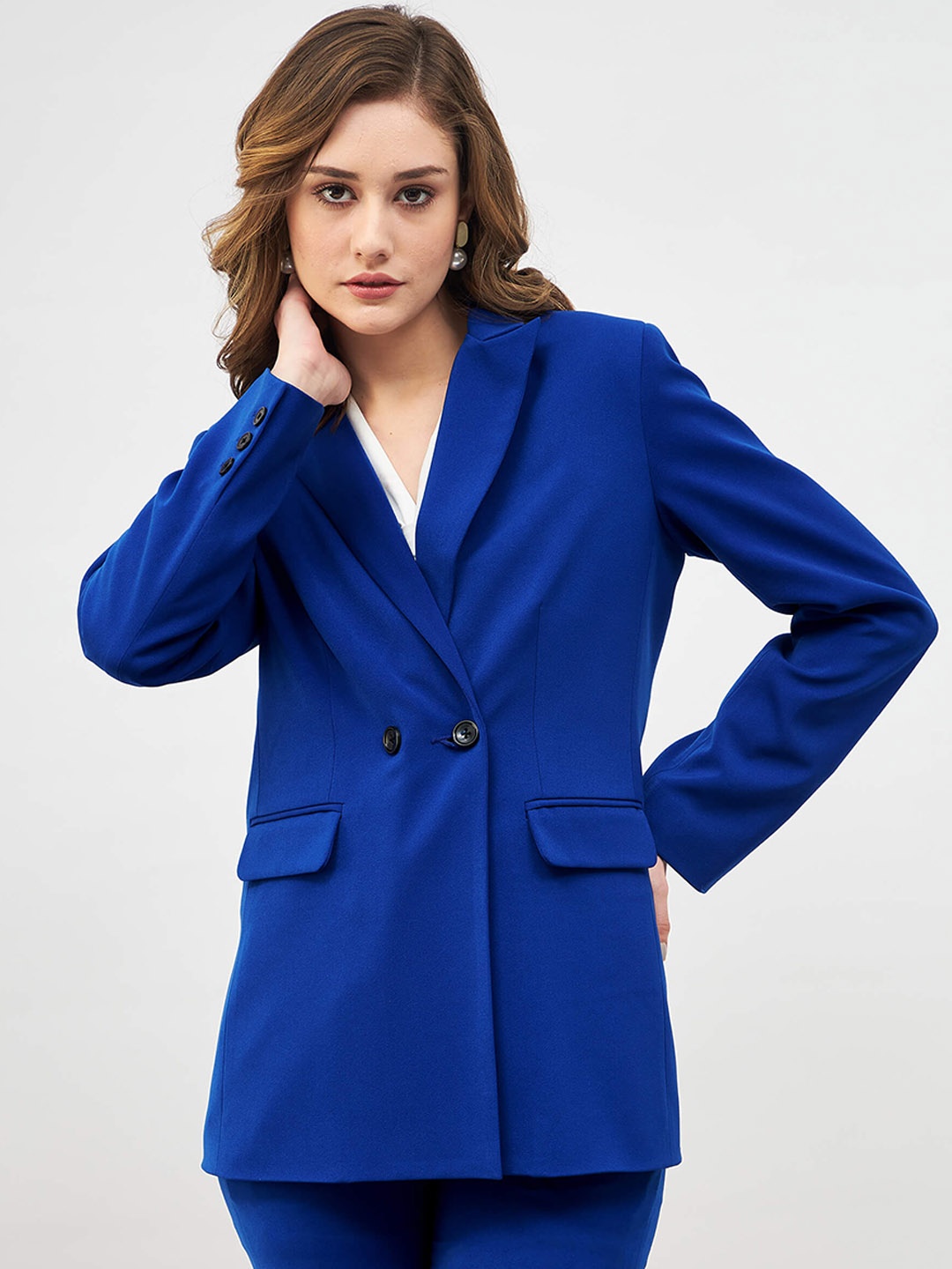 

SALT ATTIRE Double-Breasted Comfort-Fit Formal Blazer, Blue