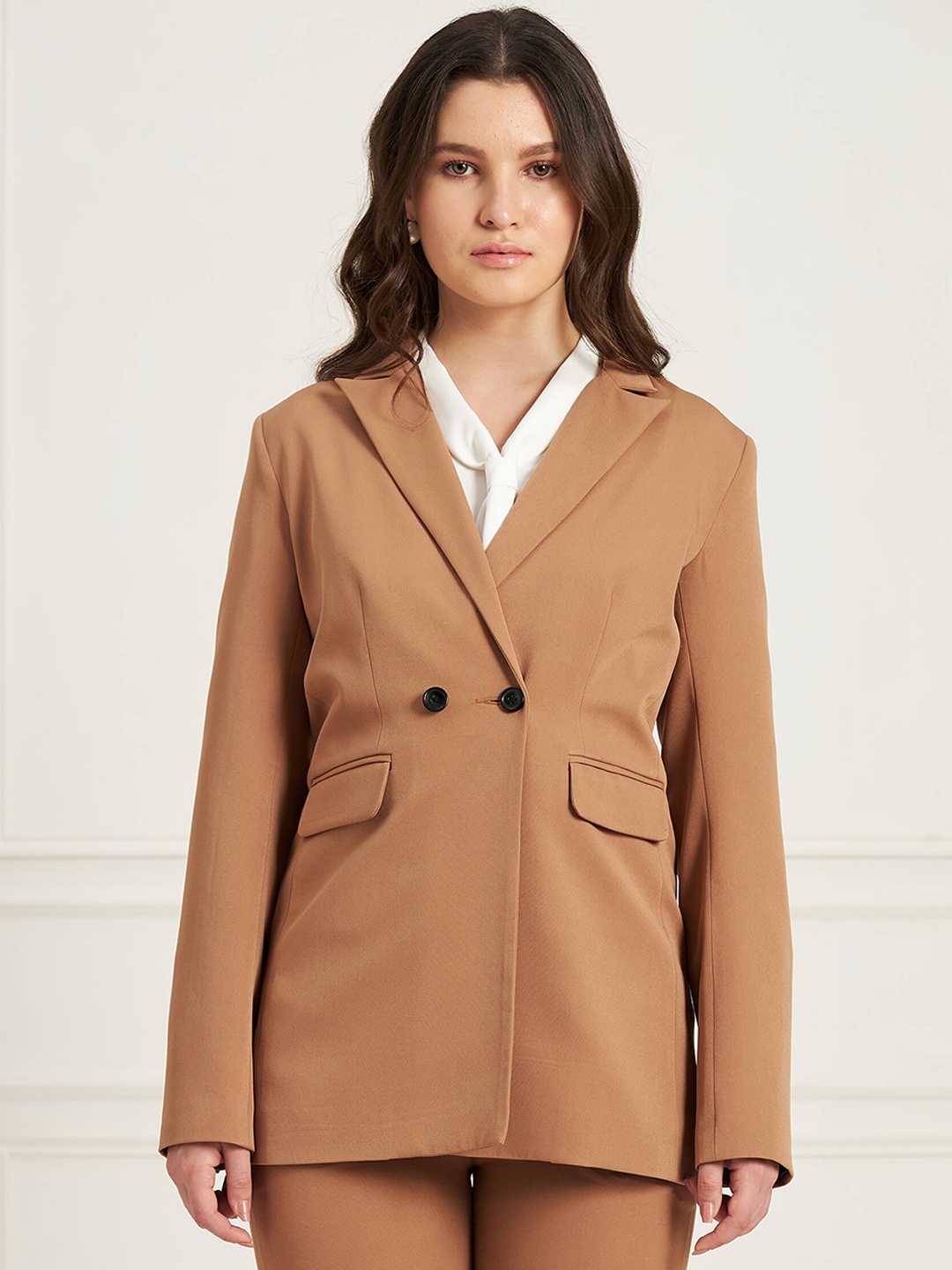 

SALT ATTIRE Double-Breasted Comfort-Fit Formal Blazer, Brown