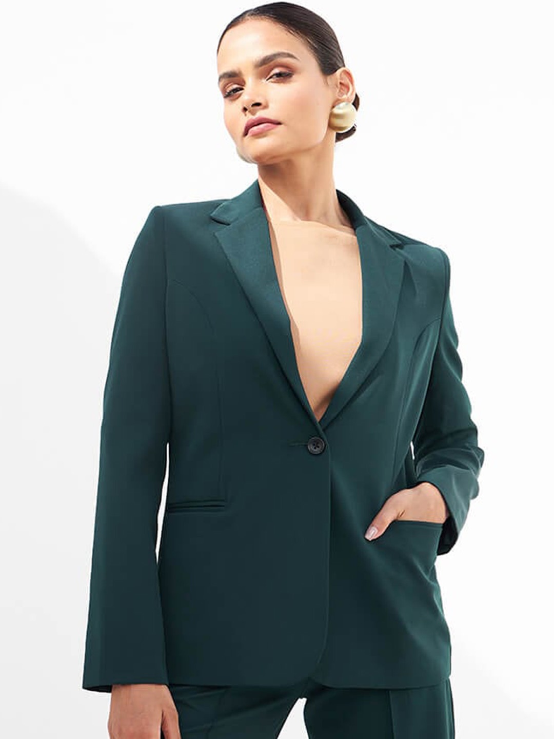 

SALT ATTIRE Single-Breasted Comfort-Fit Casual Blazer, Green