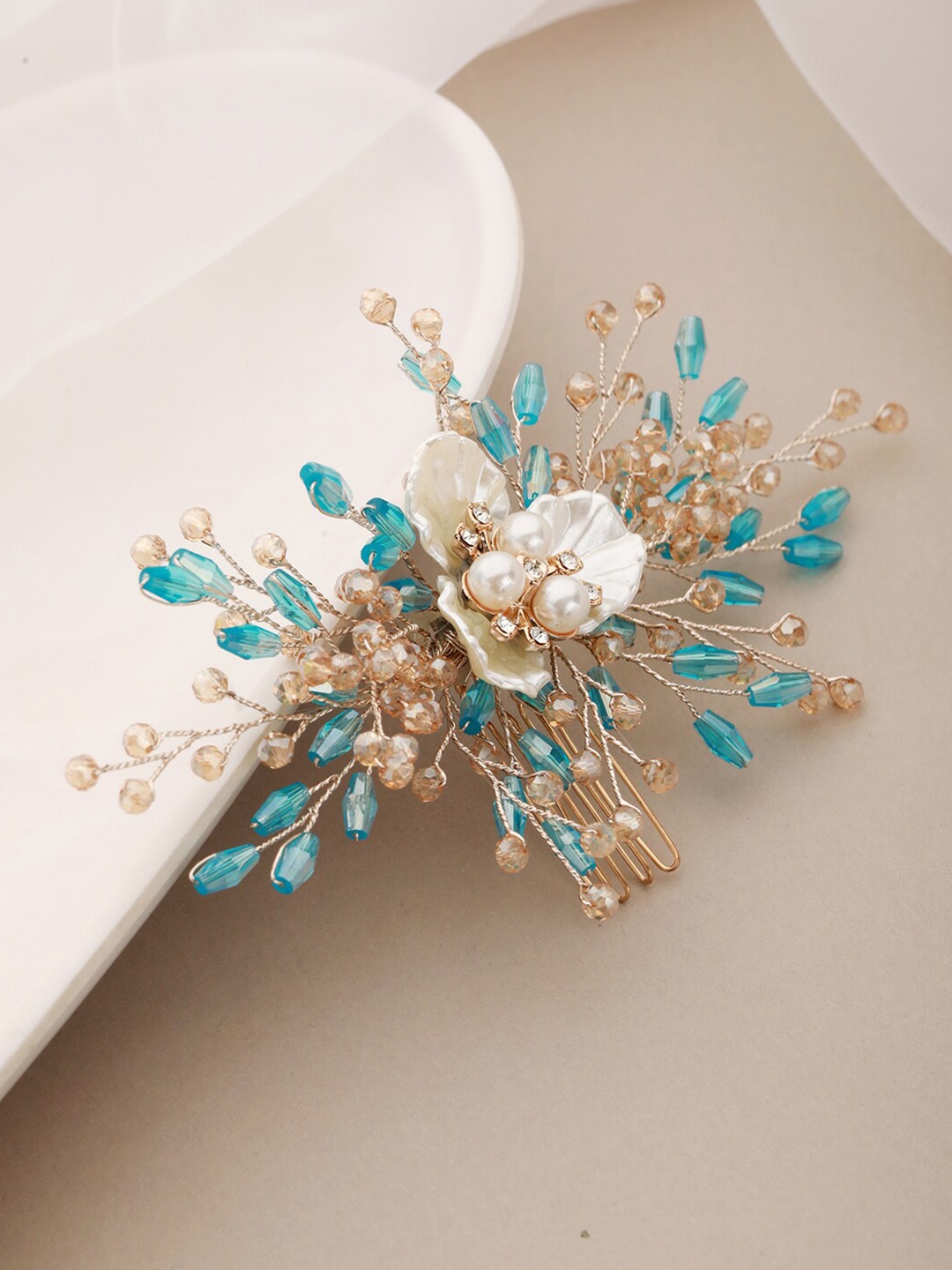 

Saraf RS Jewellery Embellished Comb Pin, Blue