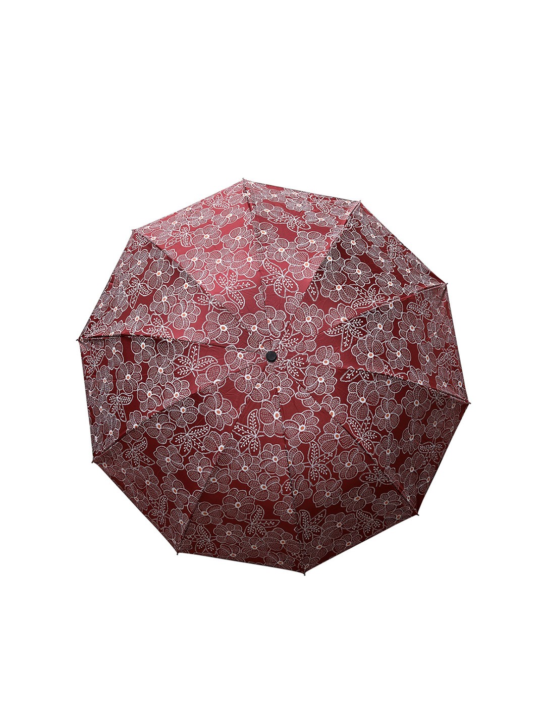 

LOOM LEGACY Floral Printed 3-Fold Umbrella, Maroon