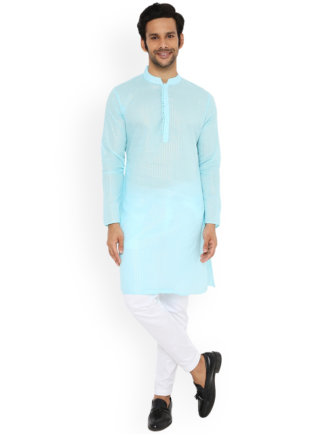 

Be Desi Striped Straight Cotton Kurta, Blue