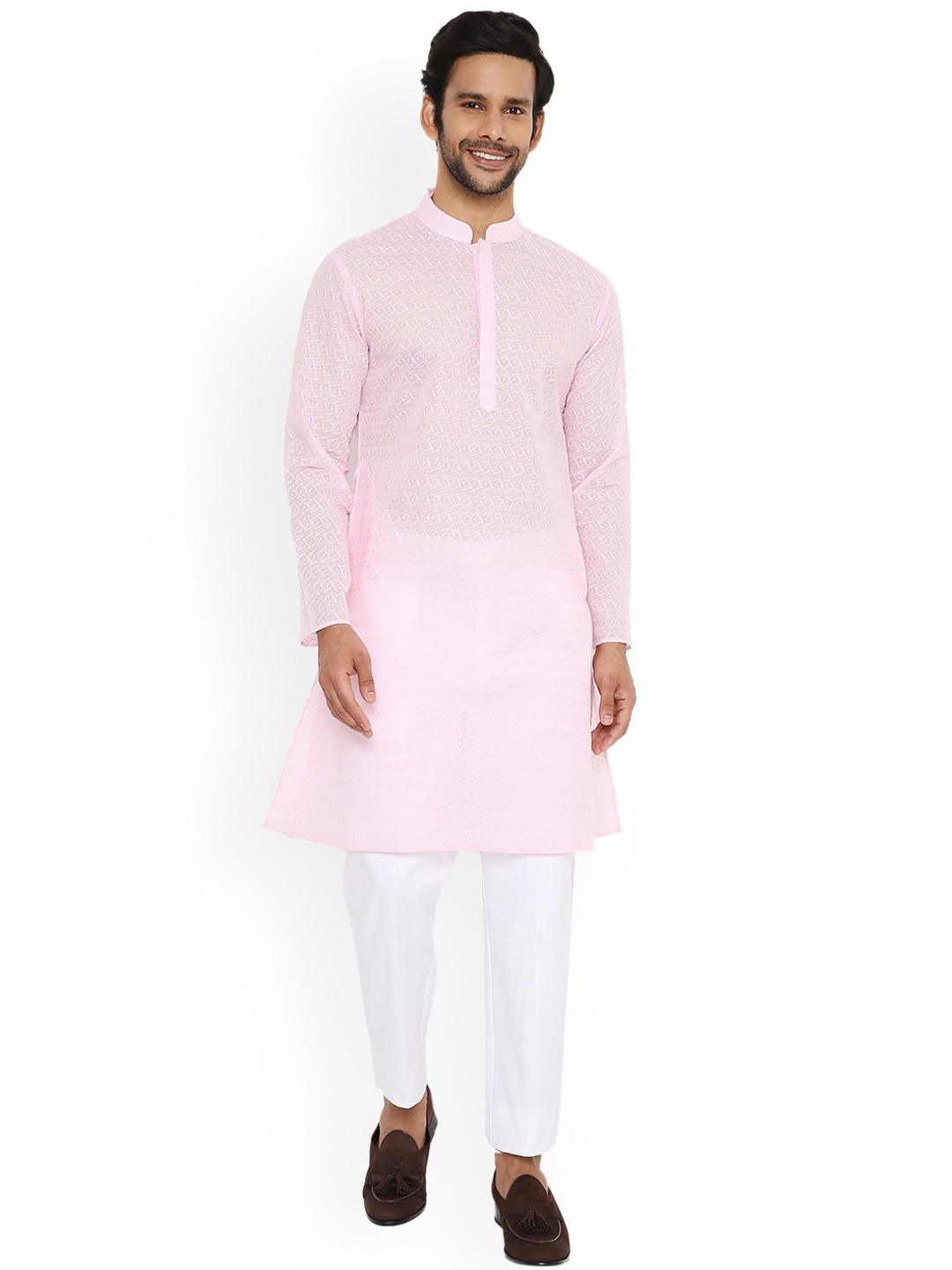 

Be Desi Ethnic Motifs Embroidered Straight Cotton Kurta, Pink